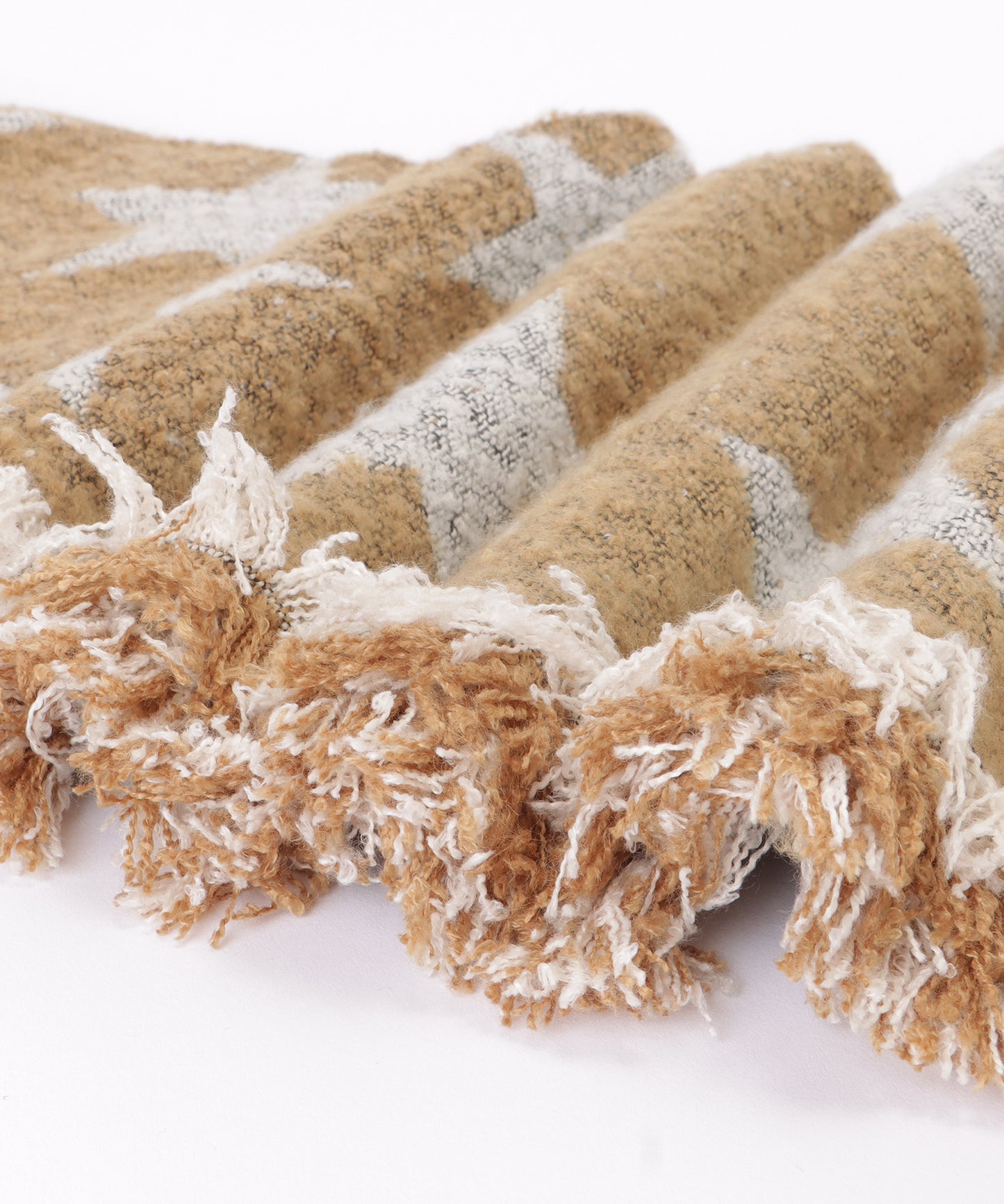 星柄ボリュームフリンジニットマフラー