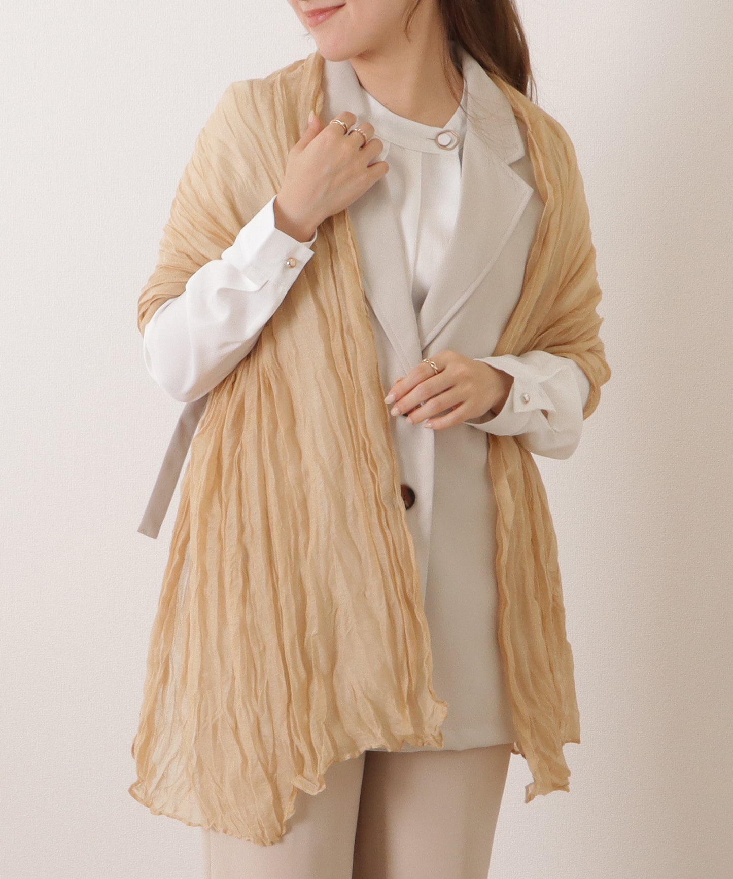 キャンディカラーシワ加工ストール