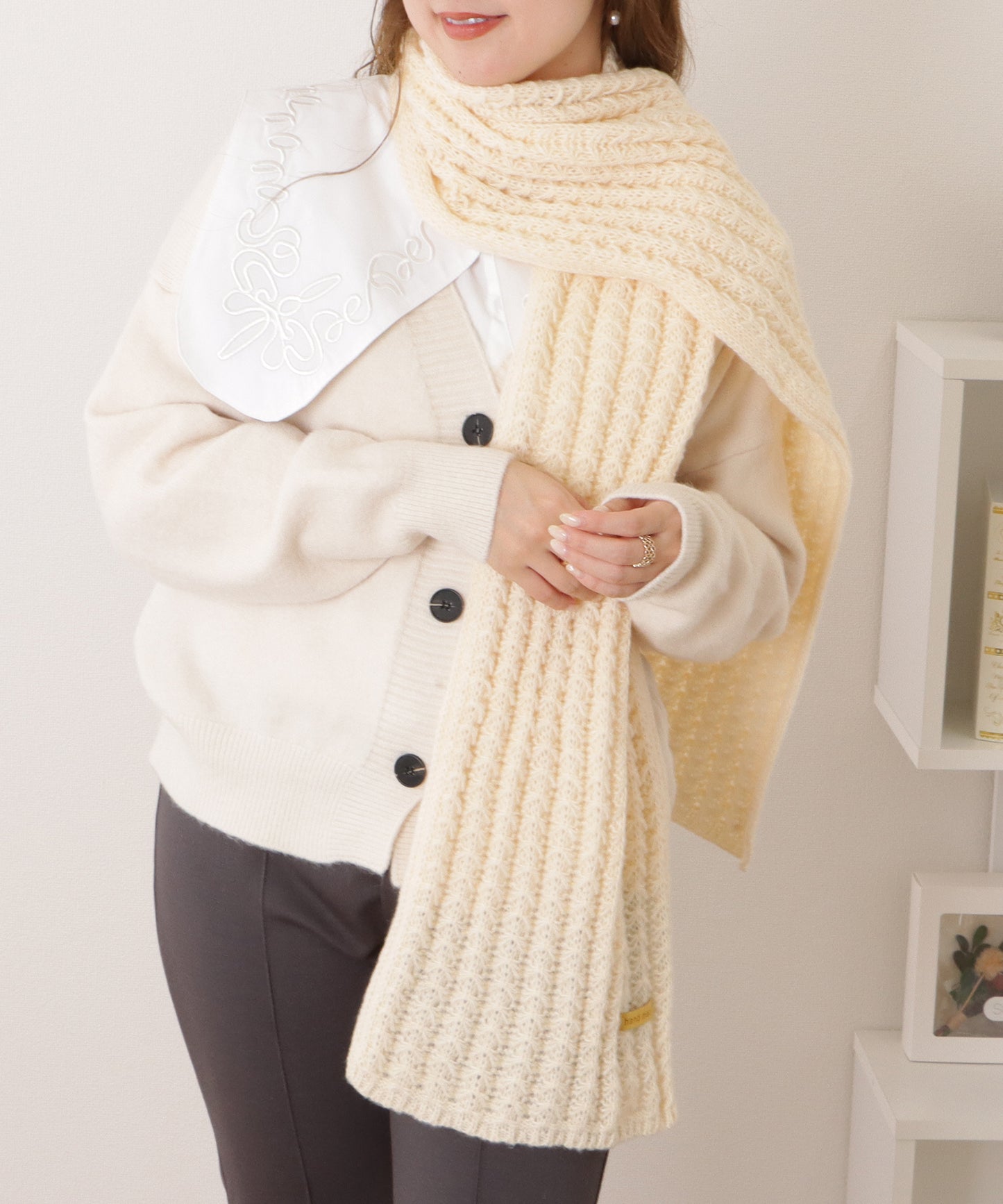 ポコポコ厚手カラーニットマフラー