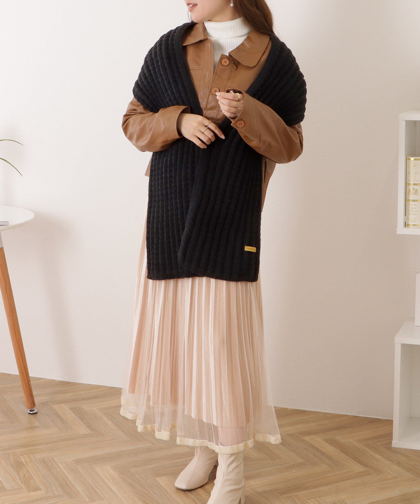 ポコポコ厚手カラーニットマフラー