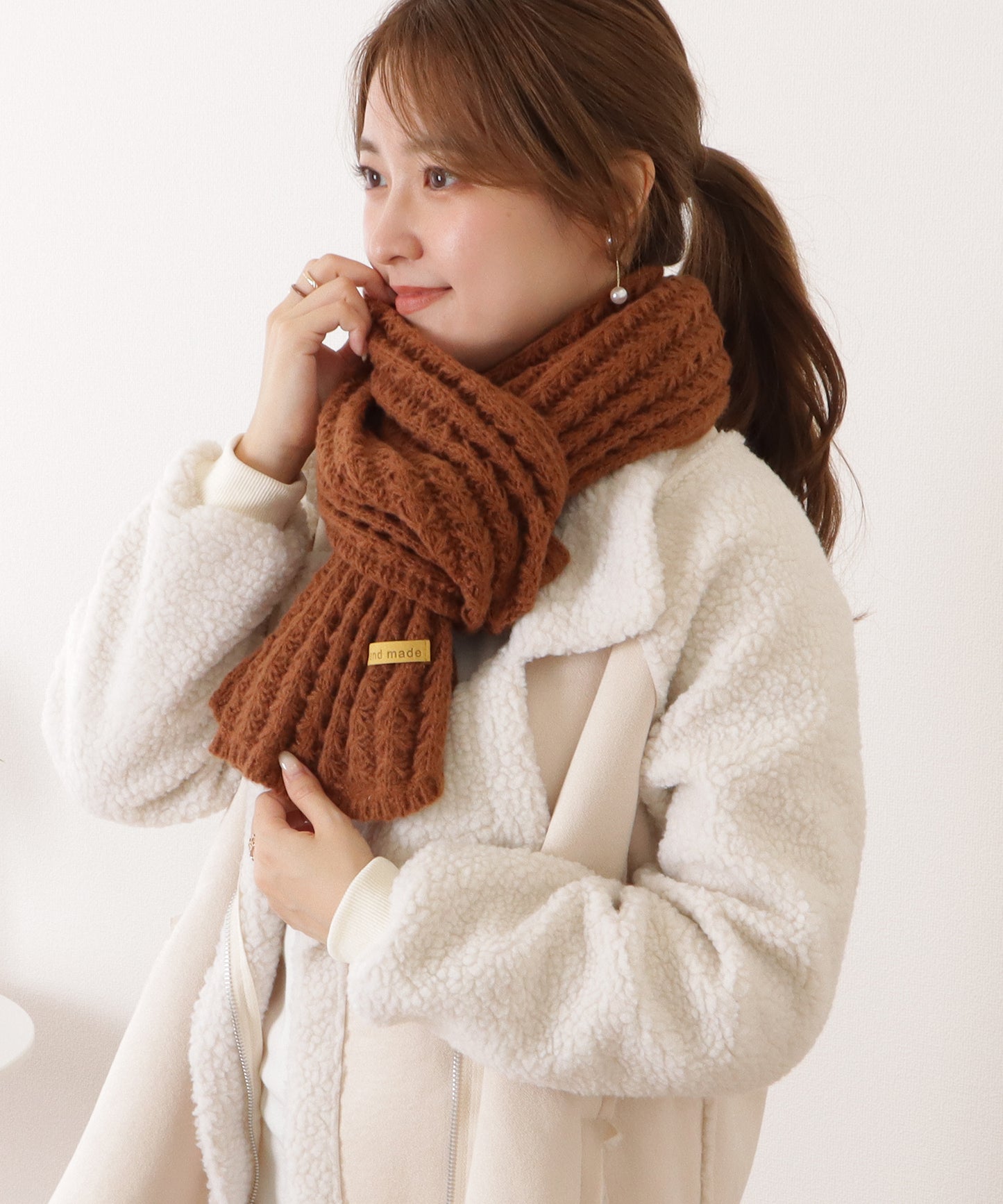 ポコポコ厚手カラーニットマフラー