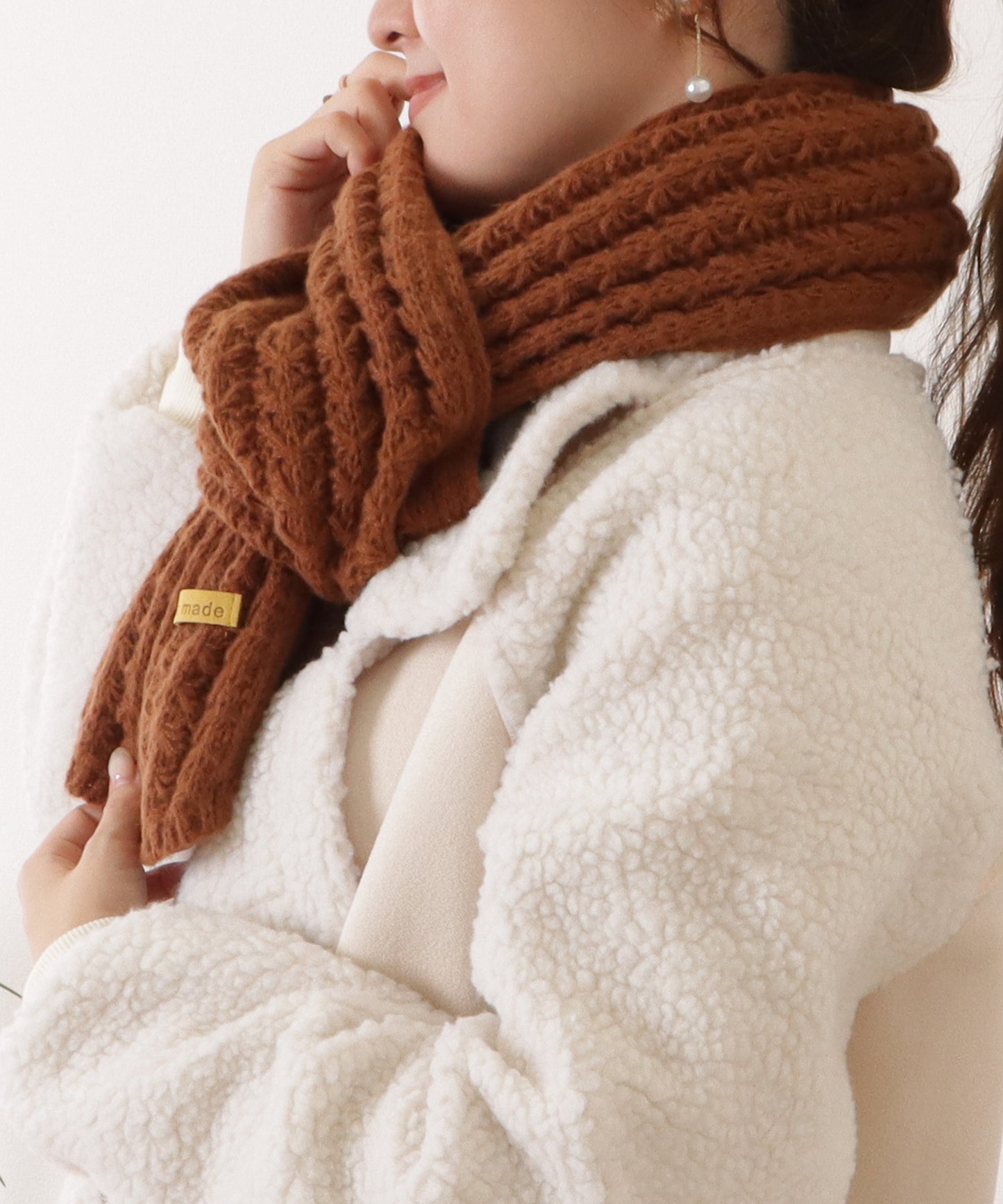 ポコポコ厚手カラーニットマフラー