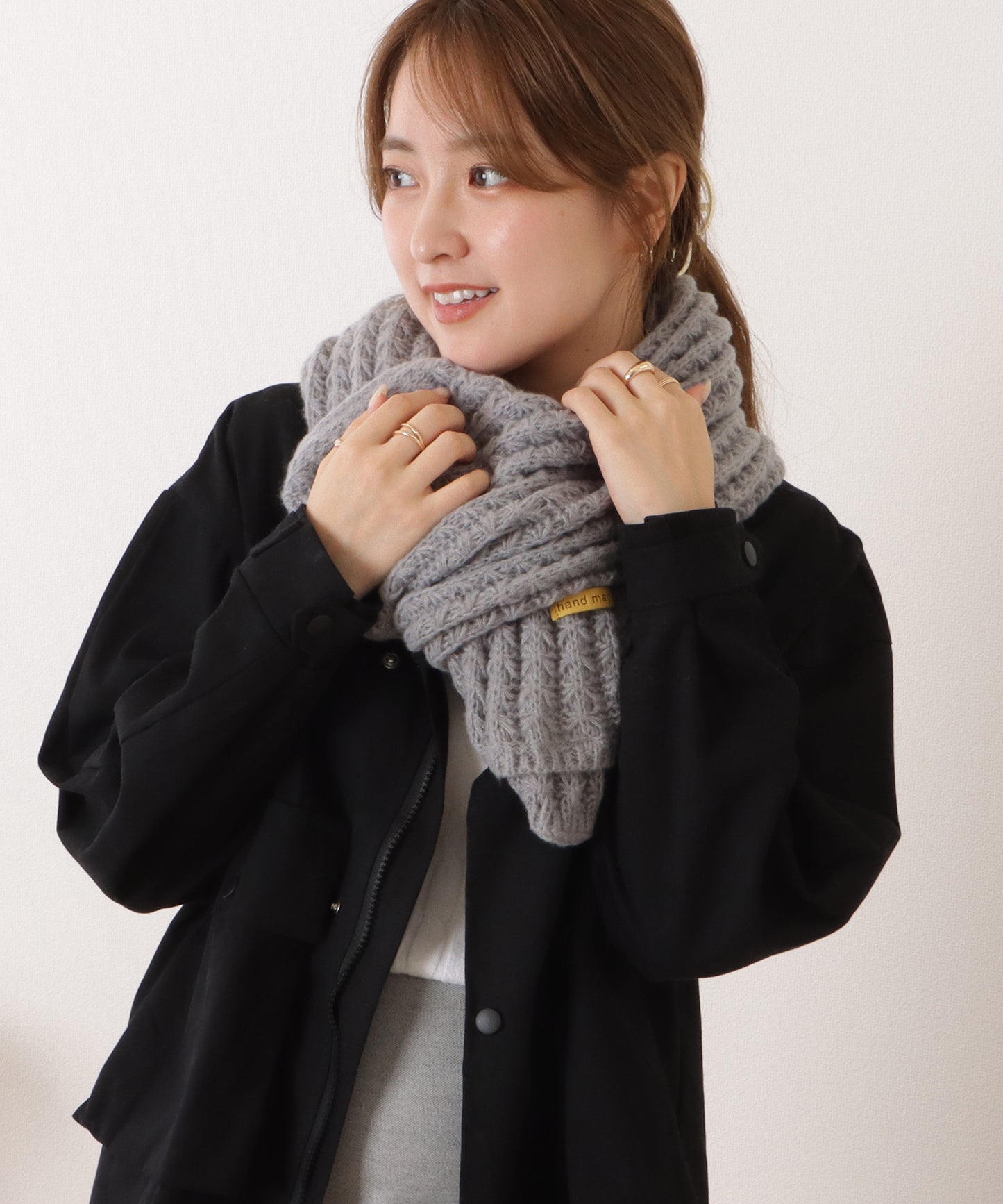 ポコポコ厚手カラーニットマフラー