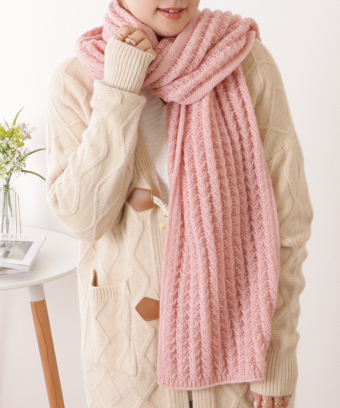 ポコポコ厚手カラーニットマフラー