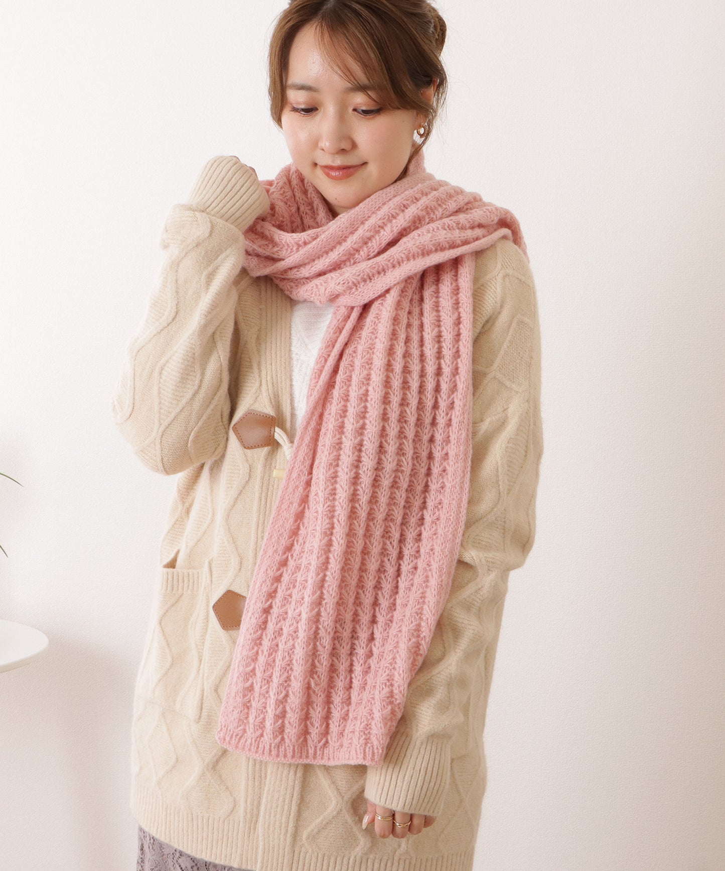 ポコポコ厚手カラーニットマフラー