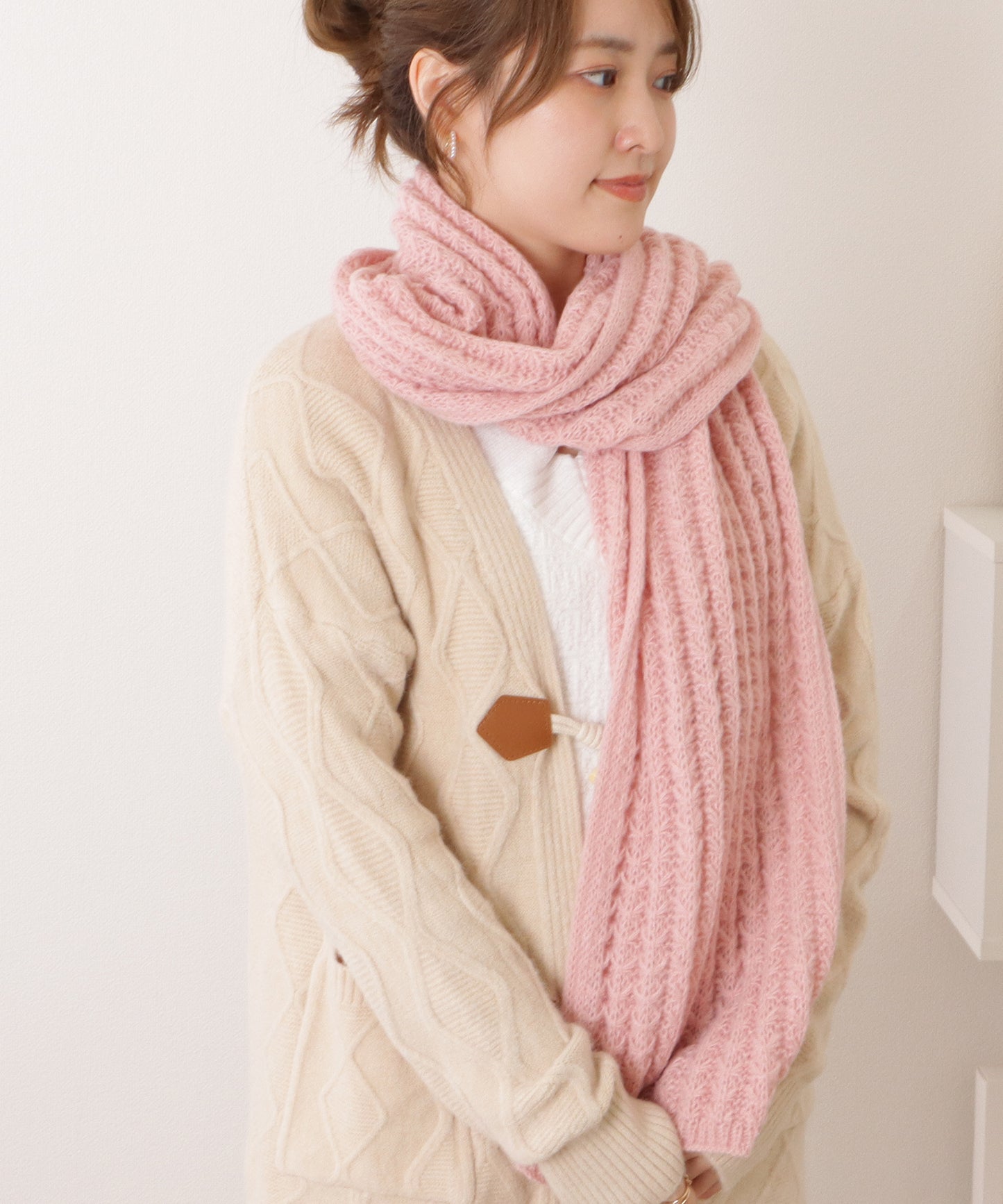 ポコポコ厚手カラーニットマフラー