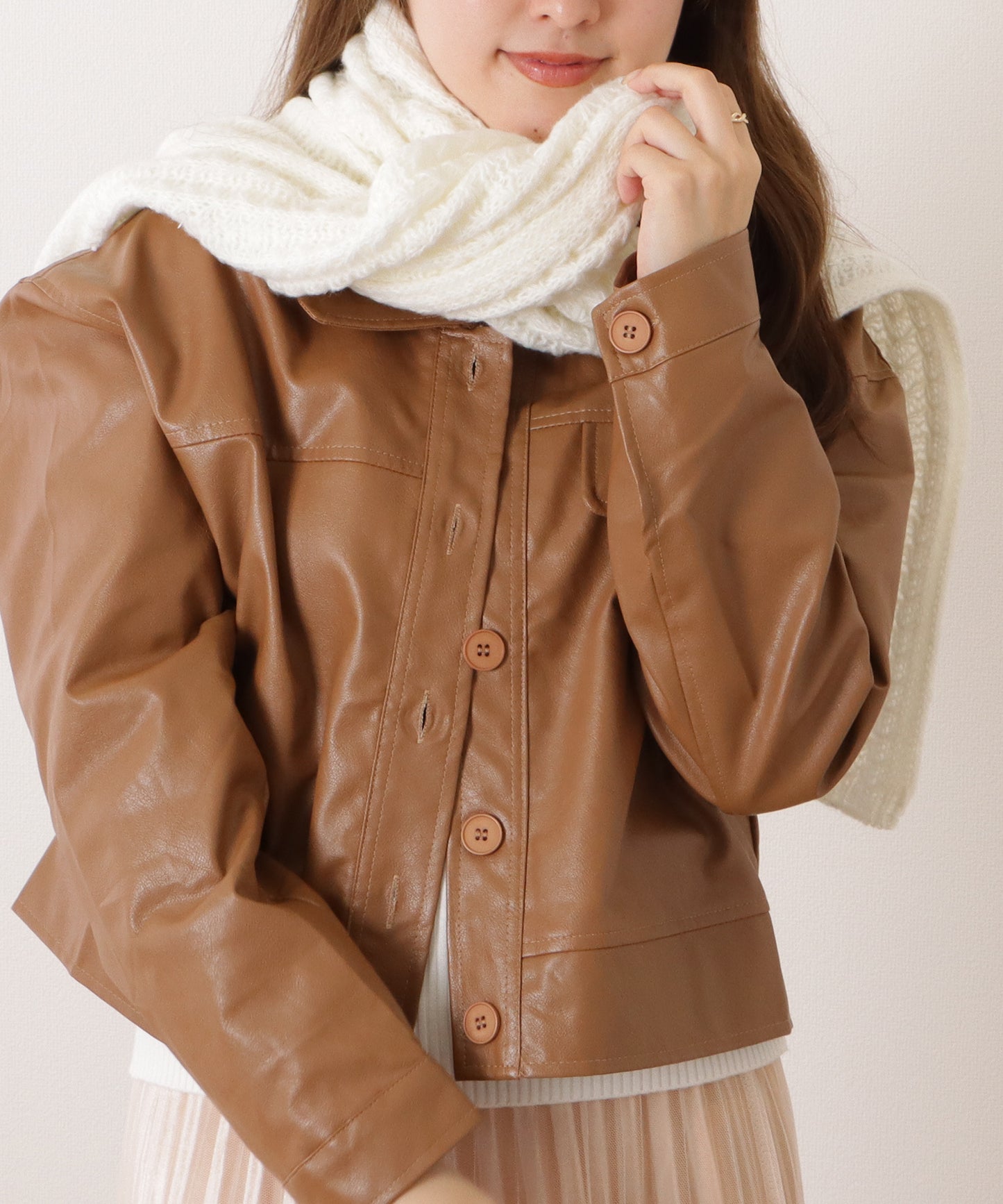 ポコポコ厚手カラーニットマフラー