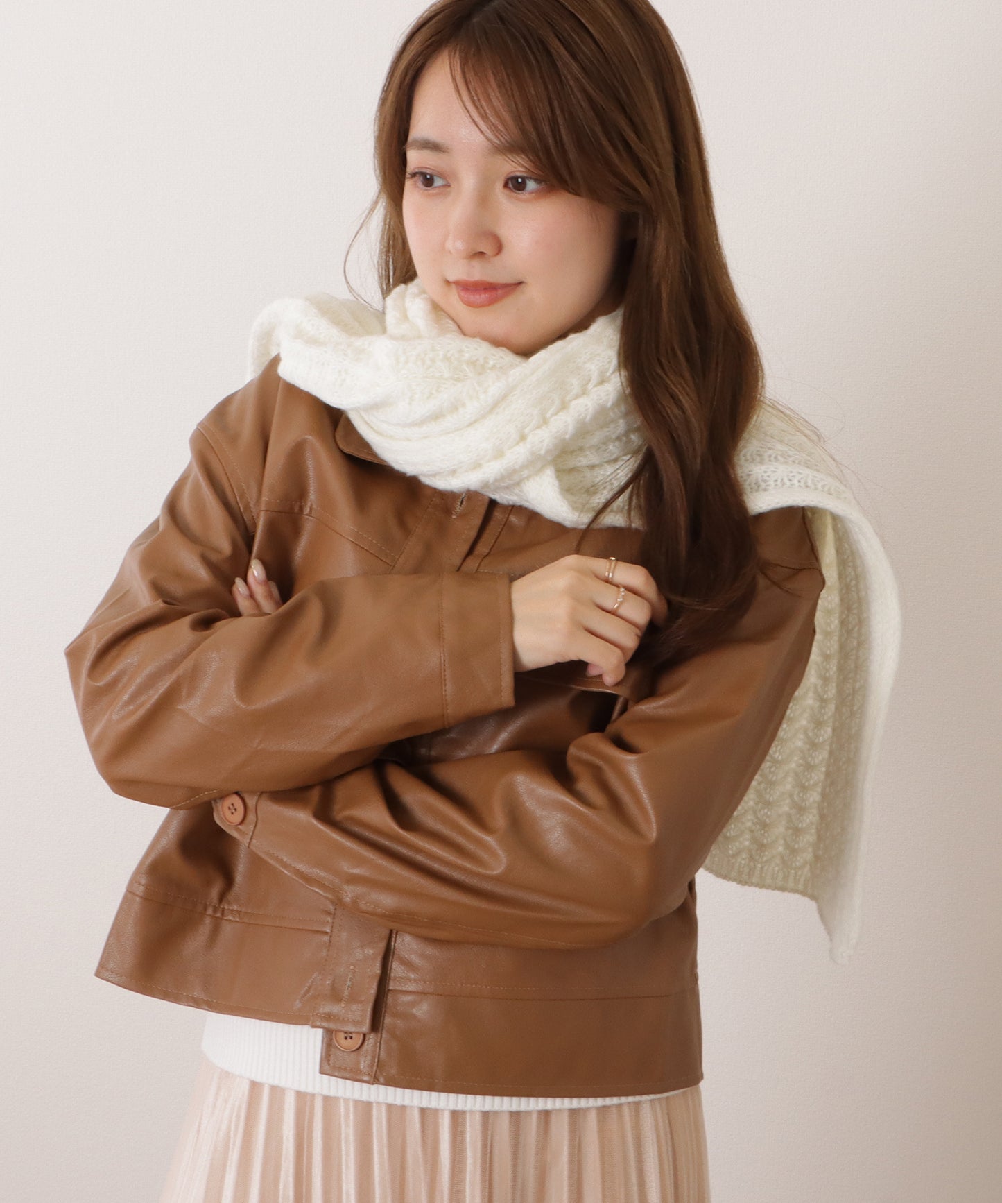 ポコポコ厚手カラーニットマフラー