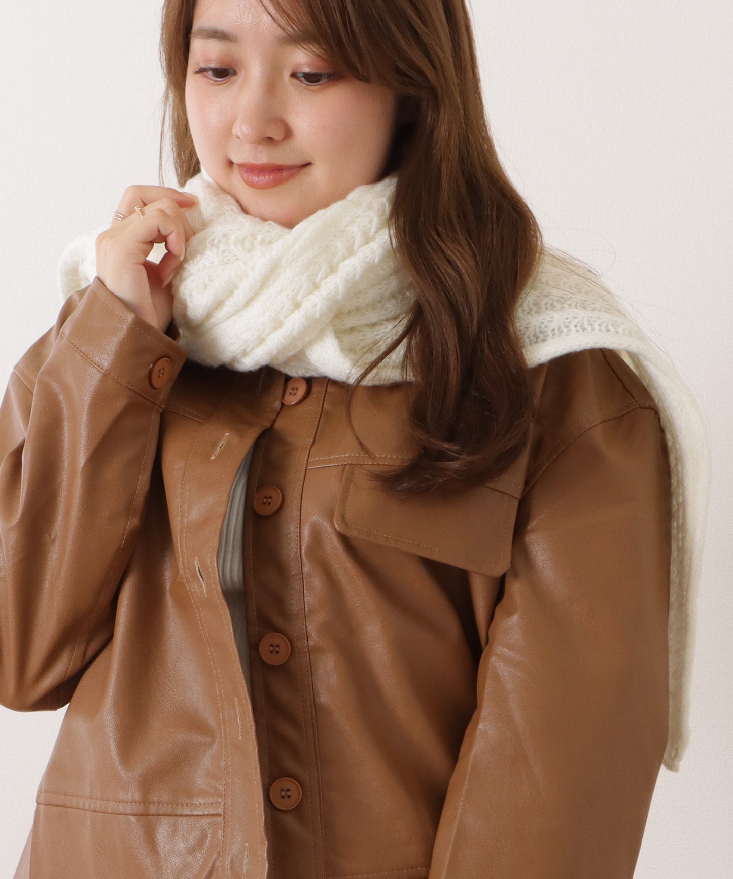 ポコポコ厚手カラーニットマフラー