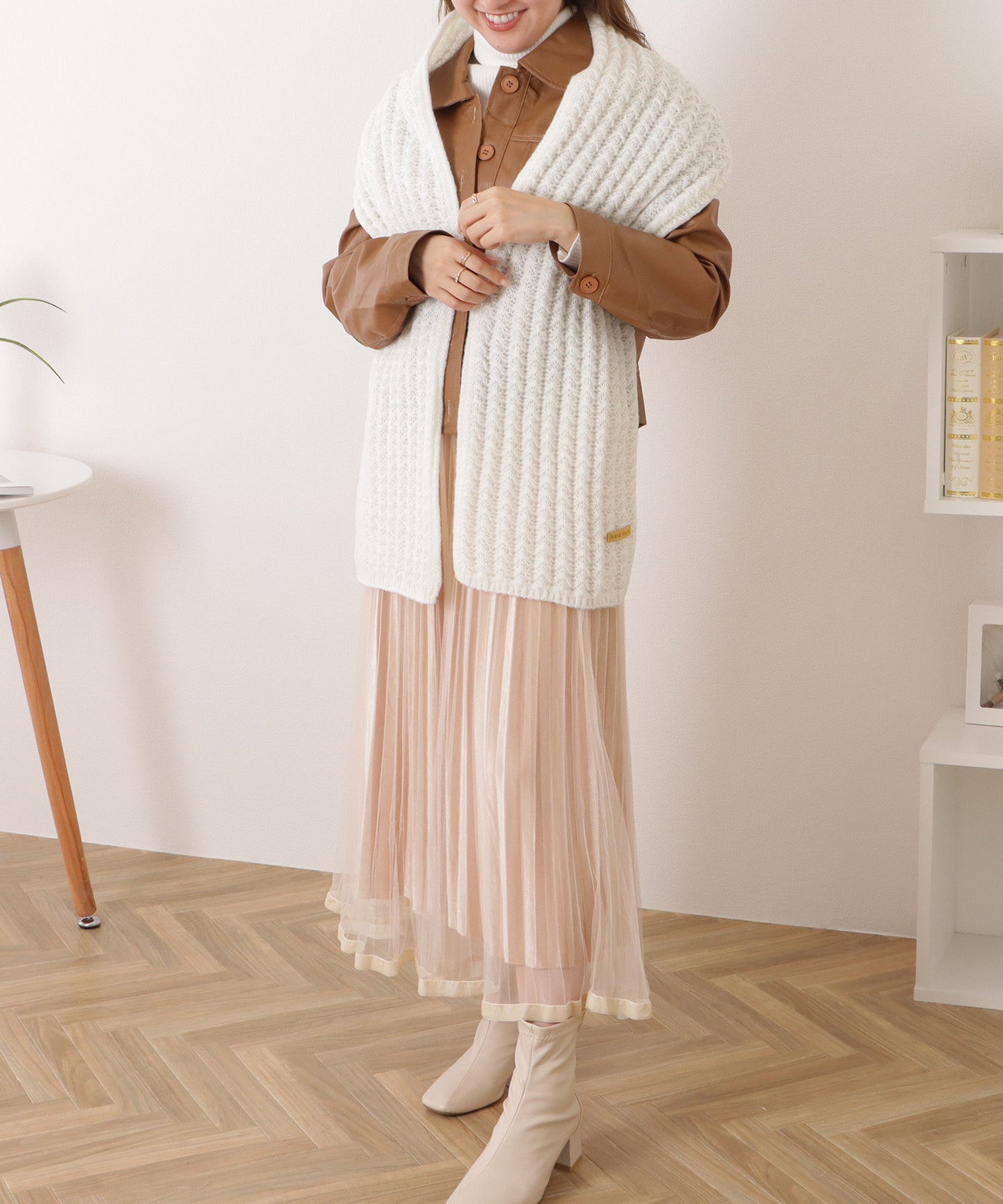 ポコポコ厚手カラーニットマフラー