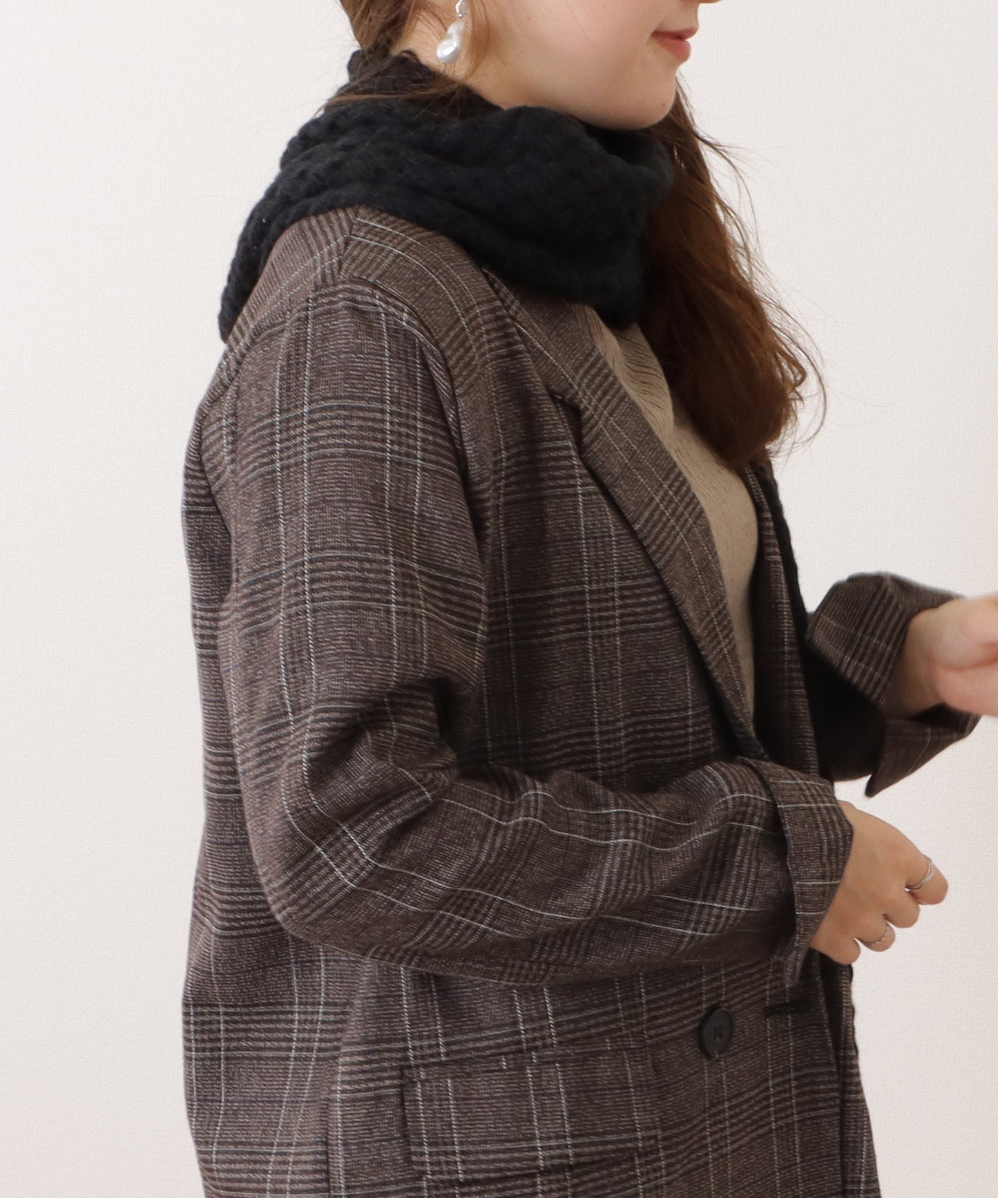 ベーシックカラー凹凸ボリュームニットマフラー