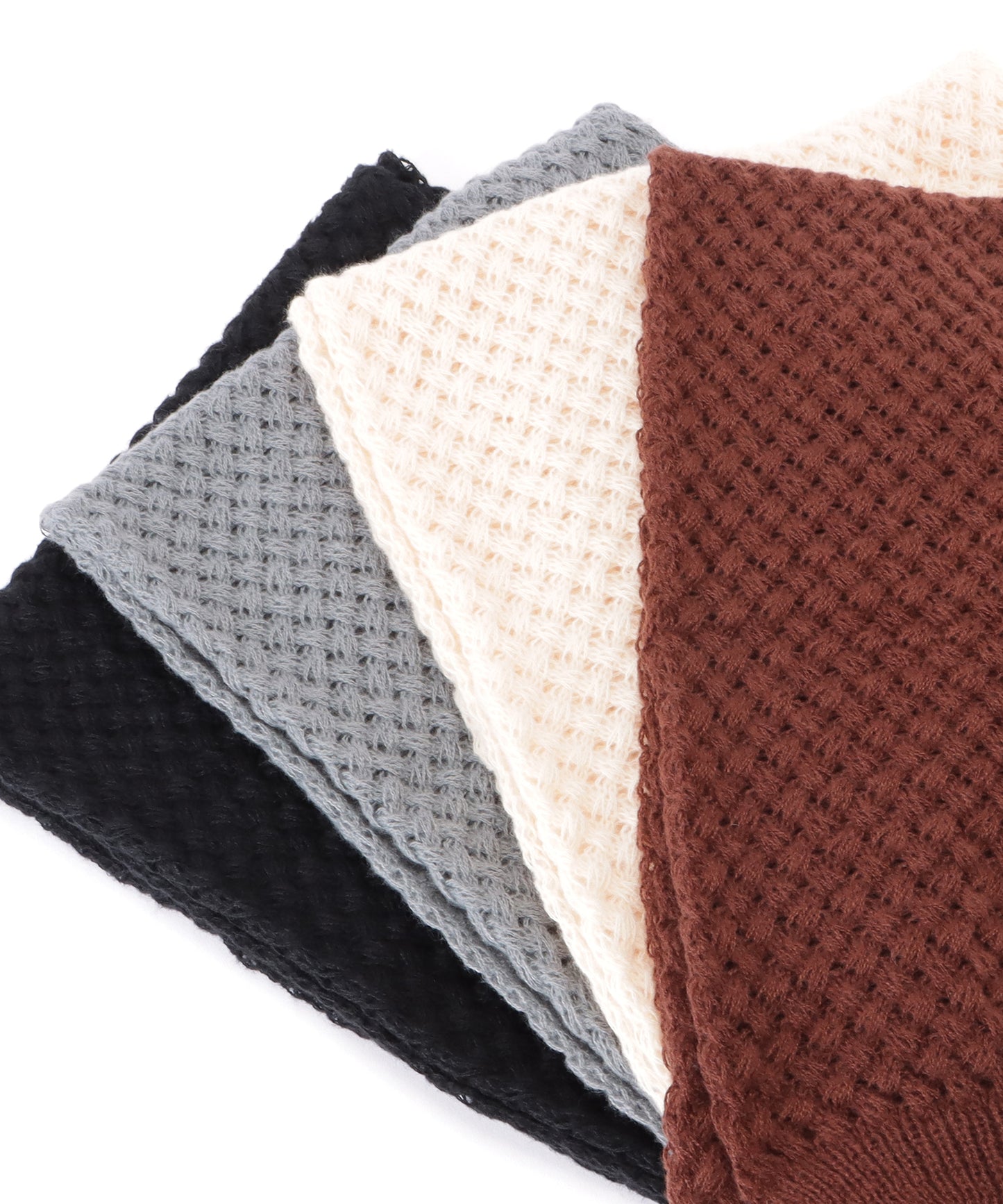 ベーシックカラー凹凸ボリュームニットマフラー