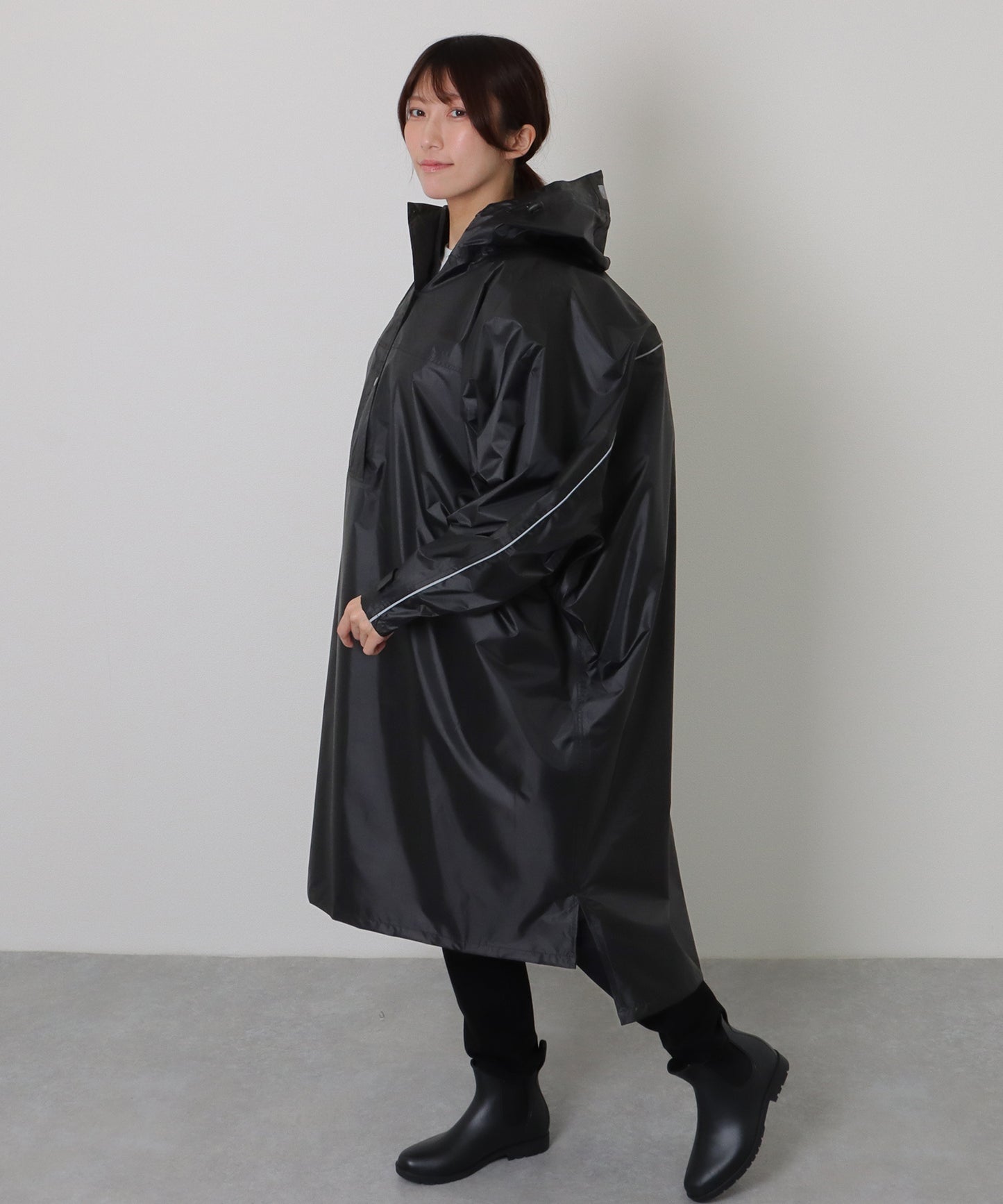 ソリッドカラー ドルマン ロング レイン ポンチョ