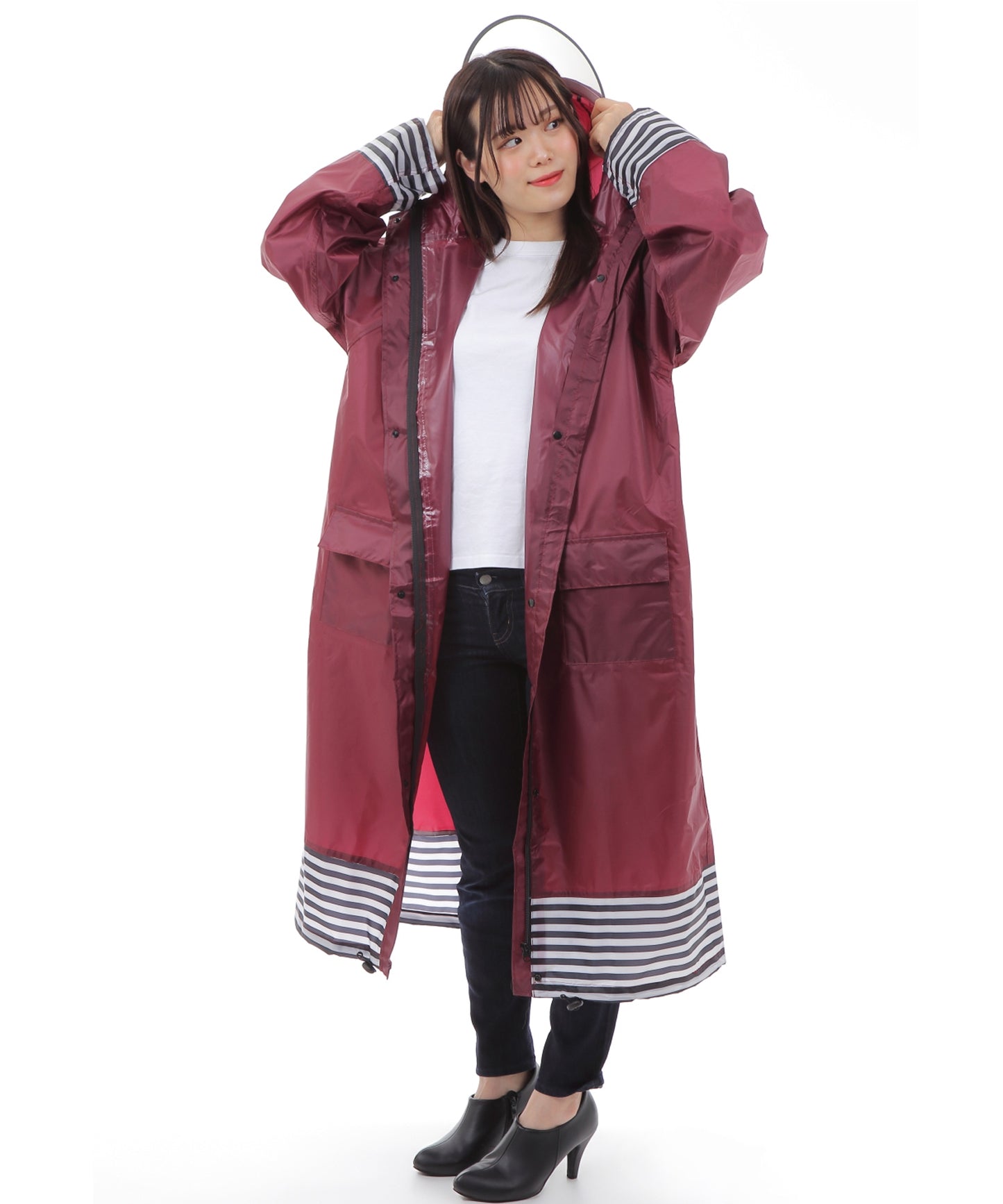 バイザー取り外し可能 軽量 レインコート