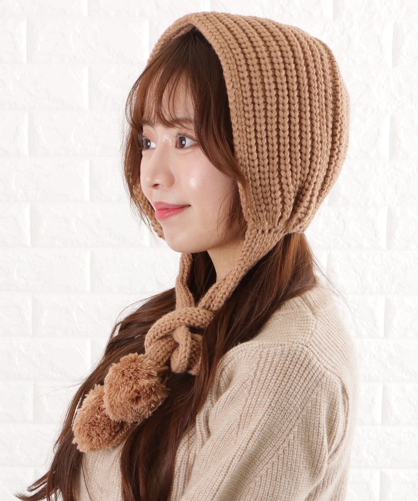 ぽんぽん付き ニットバラクラバ