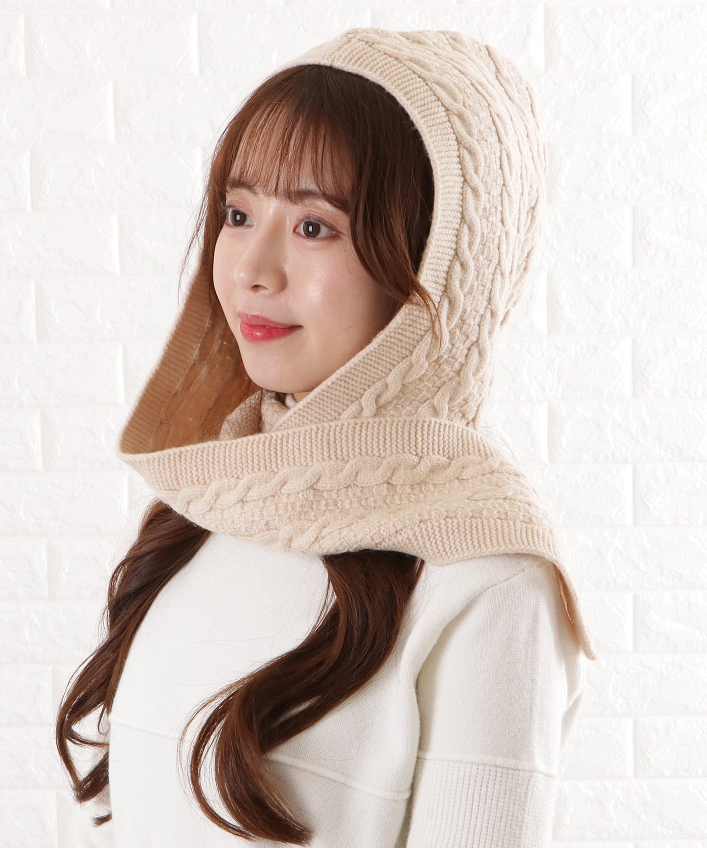 ケーブルニットバラクラバ