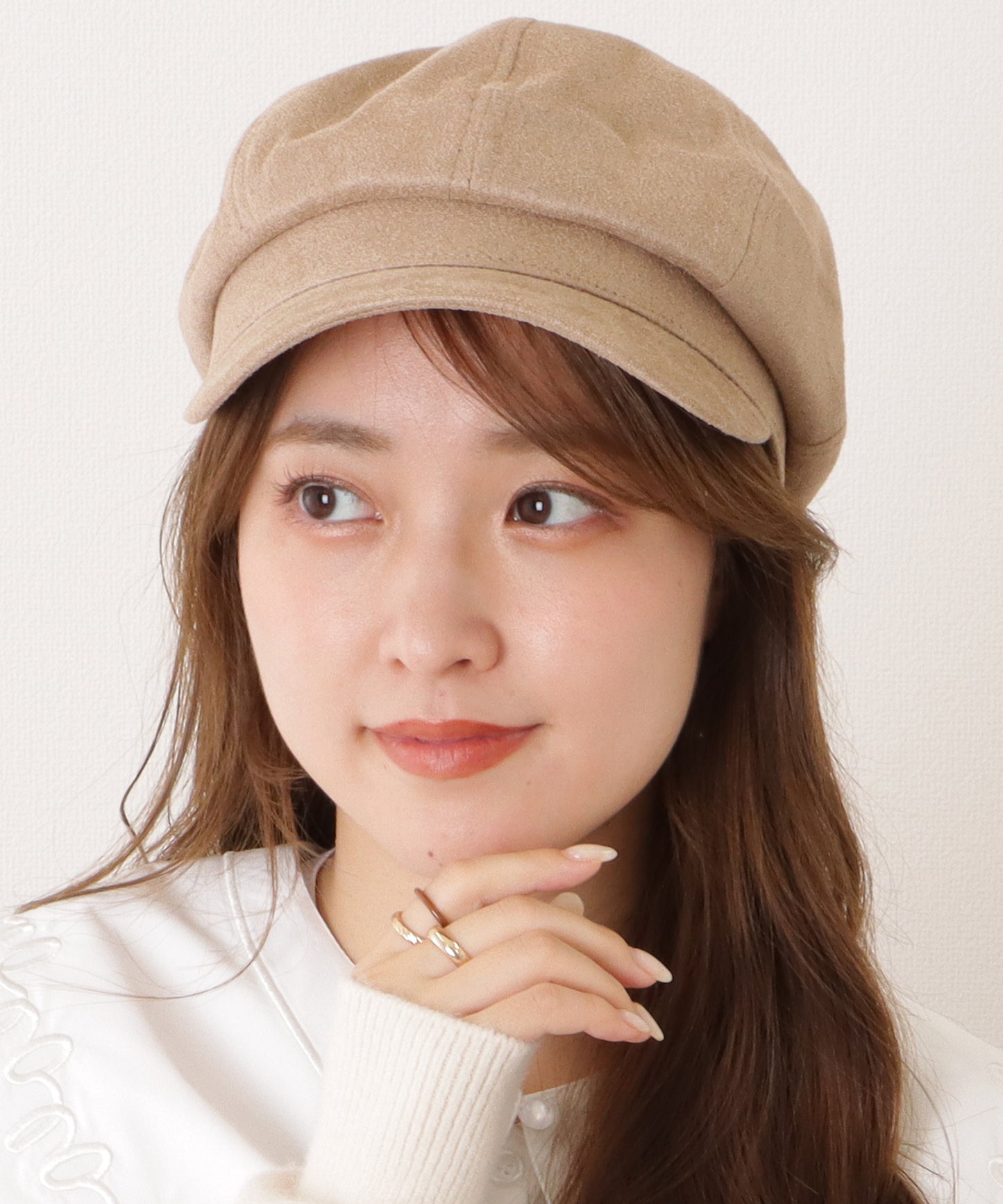 スエード調ベーシックつば広キャスケット