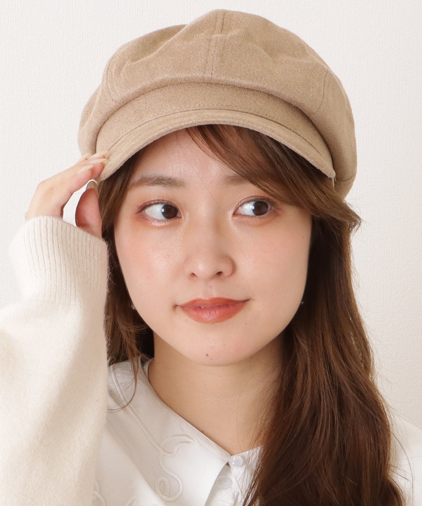 スエード調ベーシックつば広キャスケット