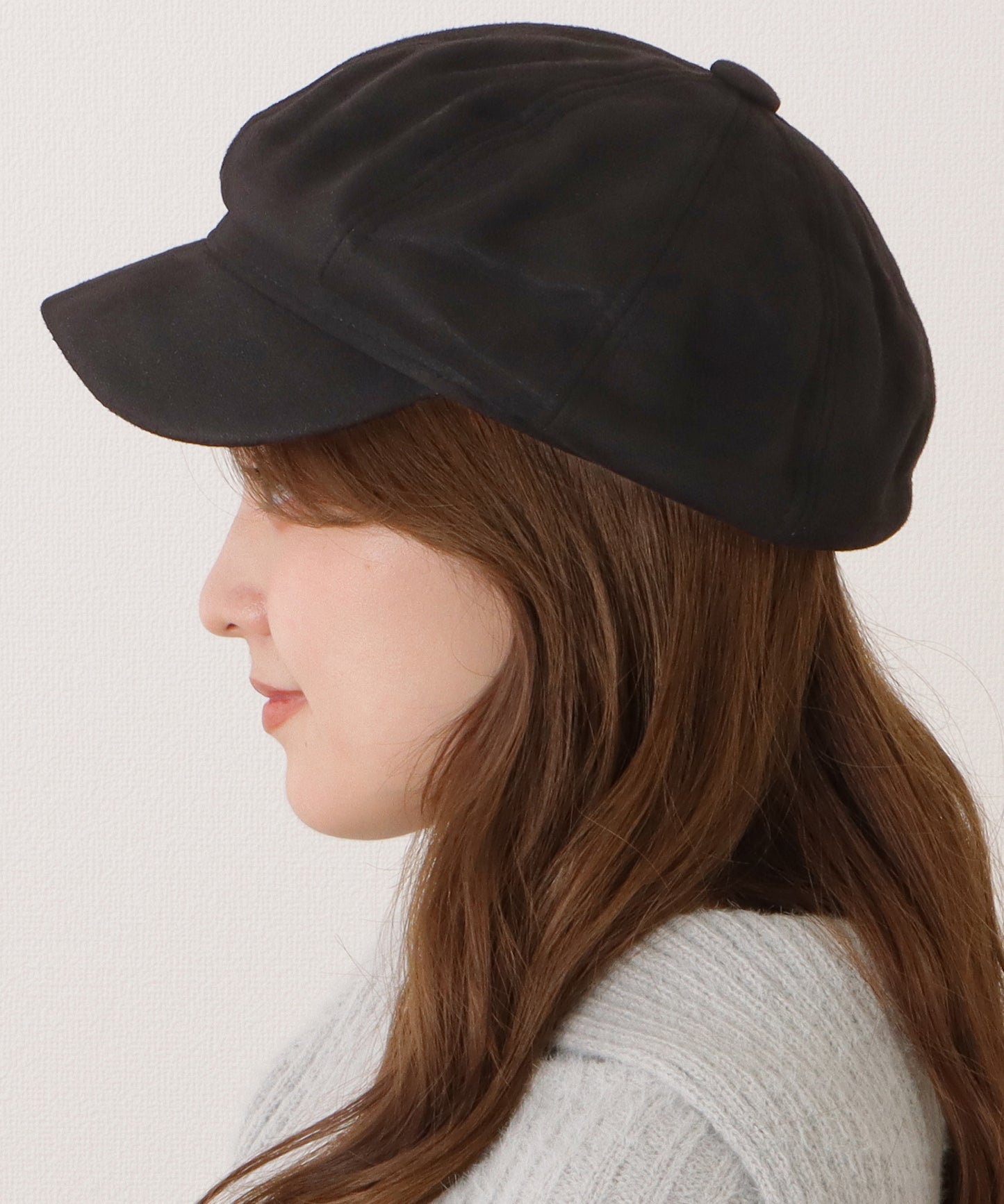 スエード調ベーシックつば広キャスケット