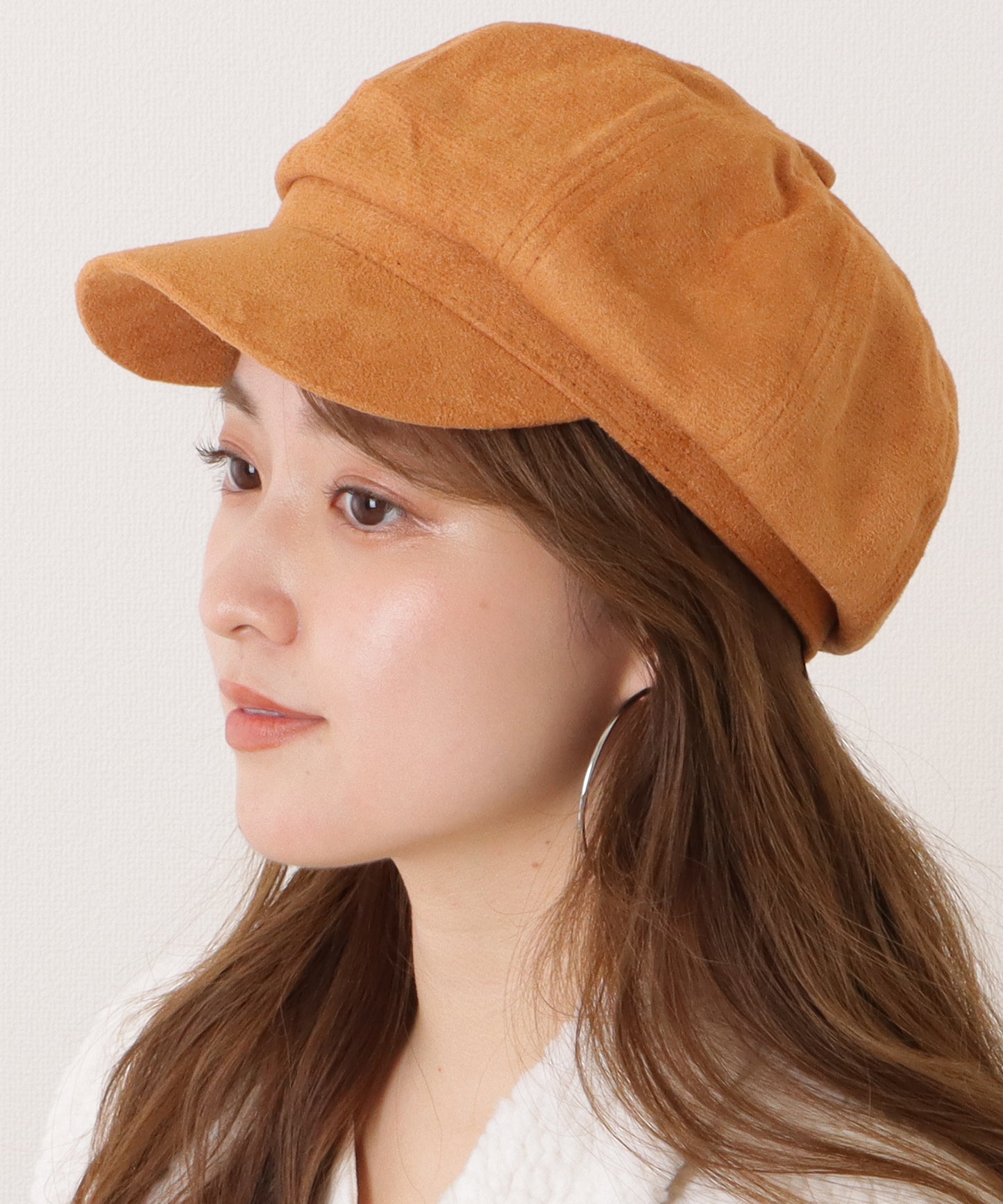 スエード調ベーシックつば広キャスケット