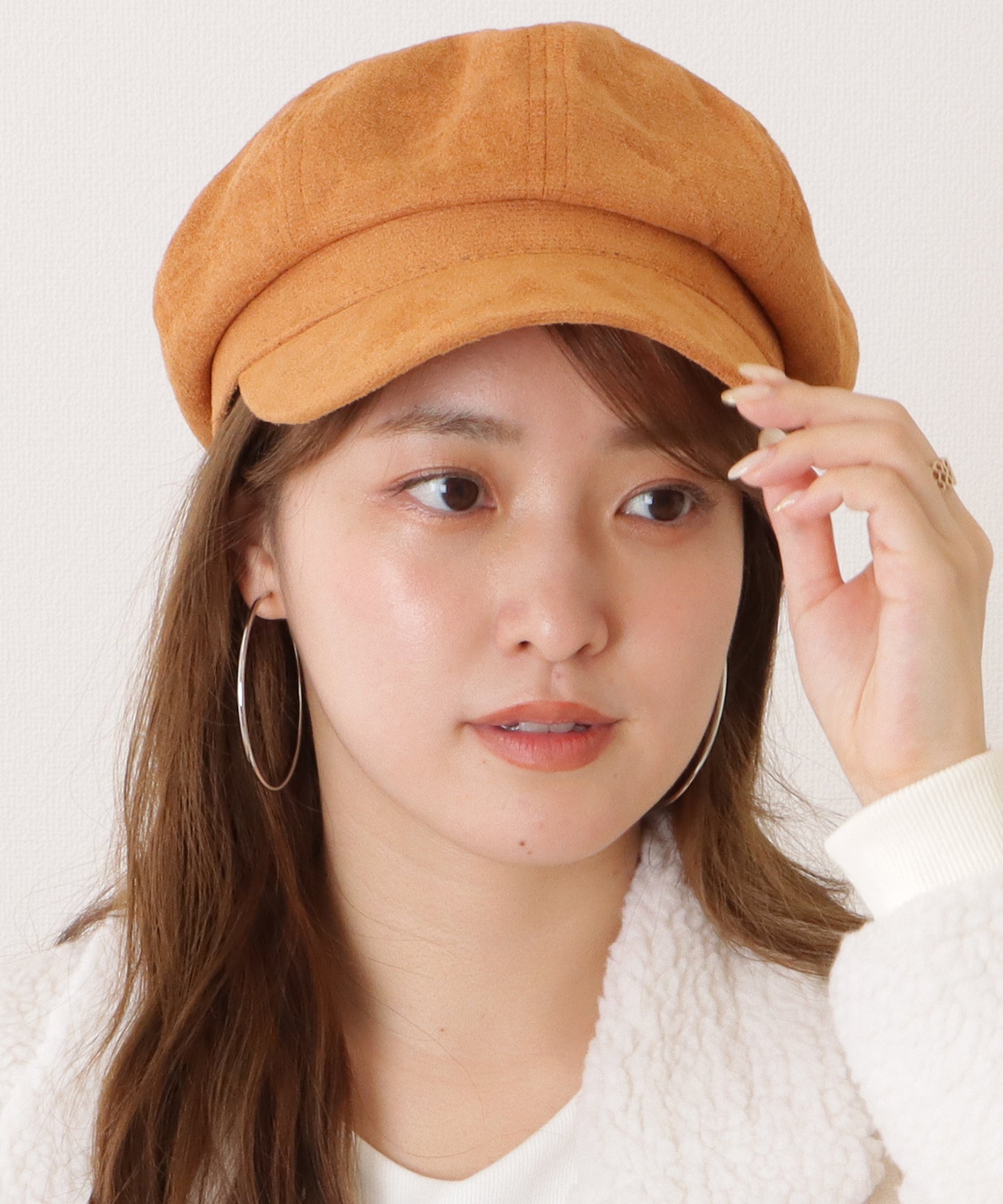 スエード調ベーシックつば広キャスケット