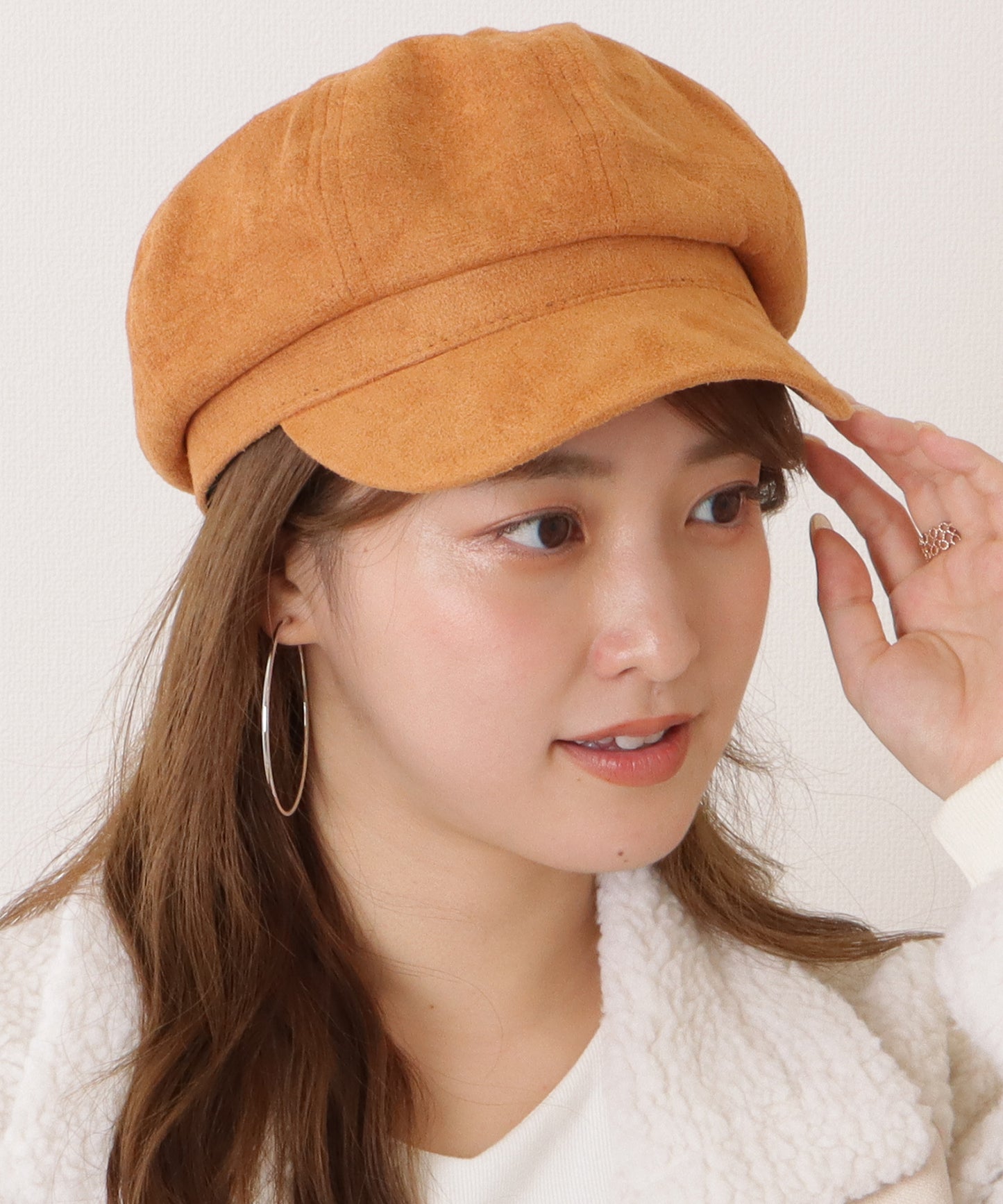 スエード調ベーシックつば広キャスケット