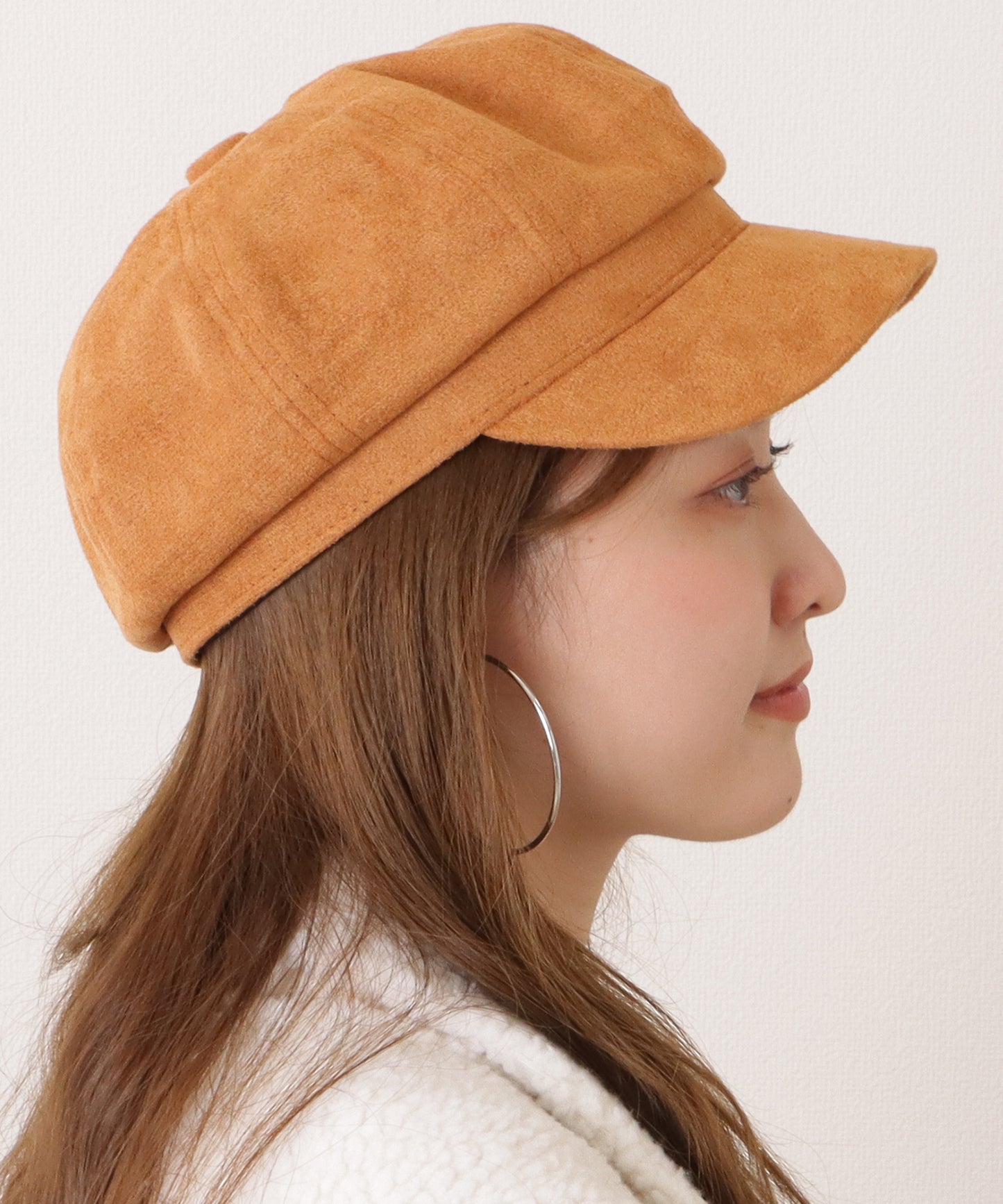 スエード調ベーシックつば広キャスケット
