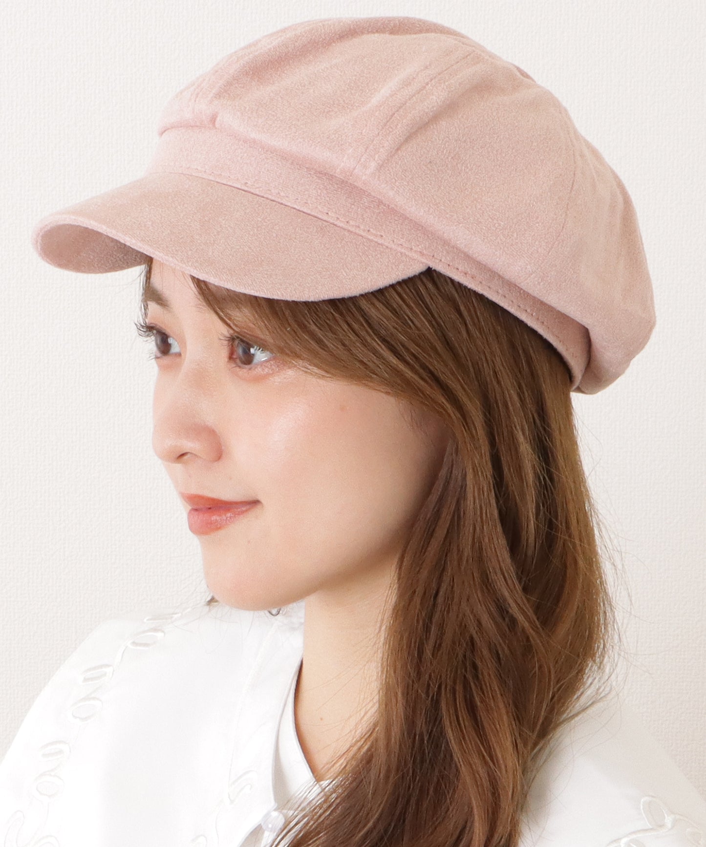 スエード調ベーシックつば広キャスケット