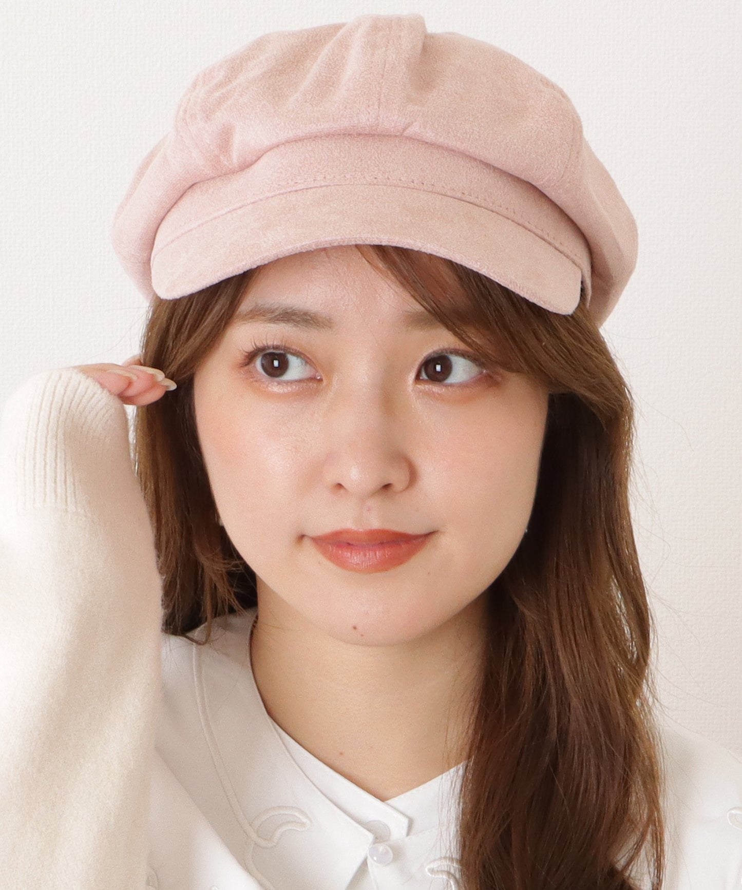 スエード調ベーシックつば広キャスケット