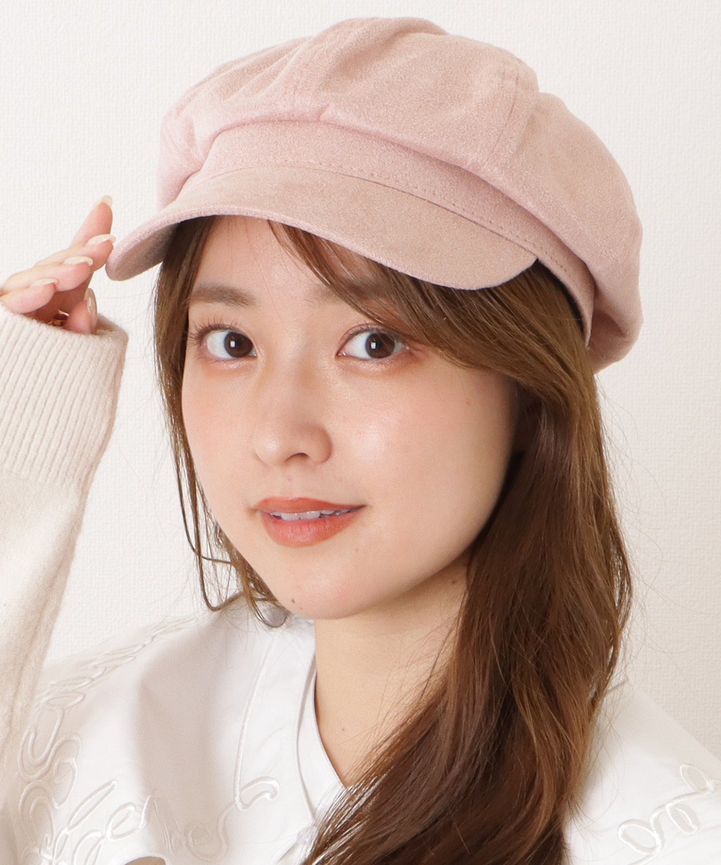 スエード調ベーシックつば広キャスケット