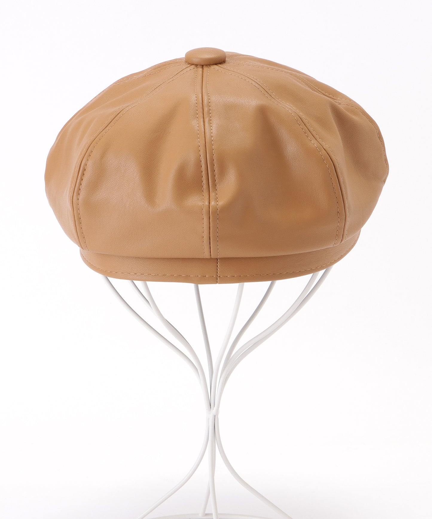 レザー調ボリュームカラーキャスケット帽