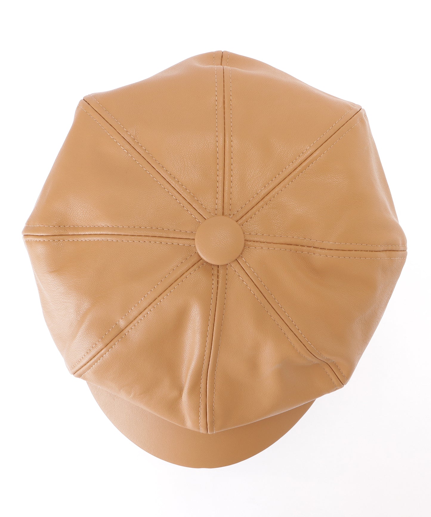 レザー調ボリュームカラーキャスケット帽