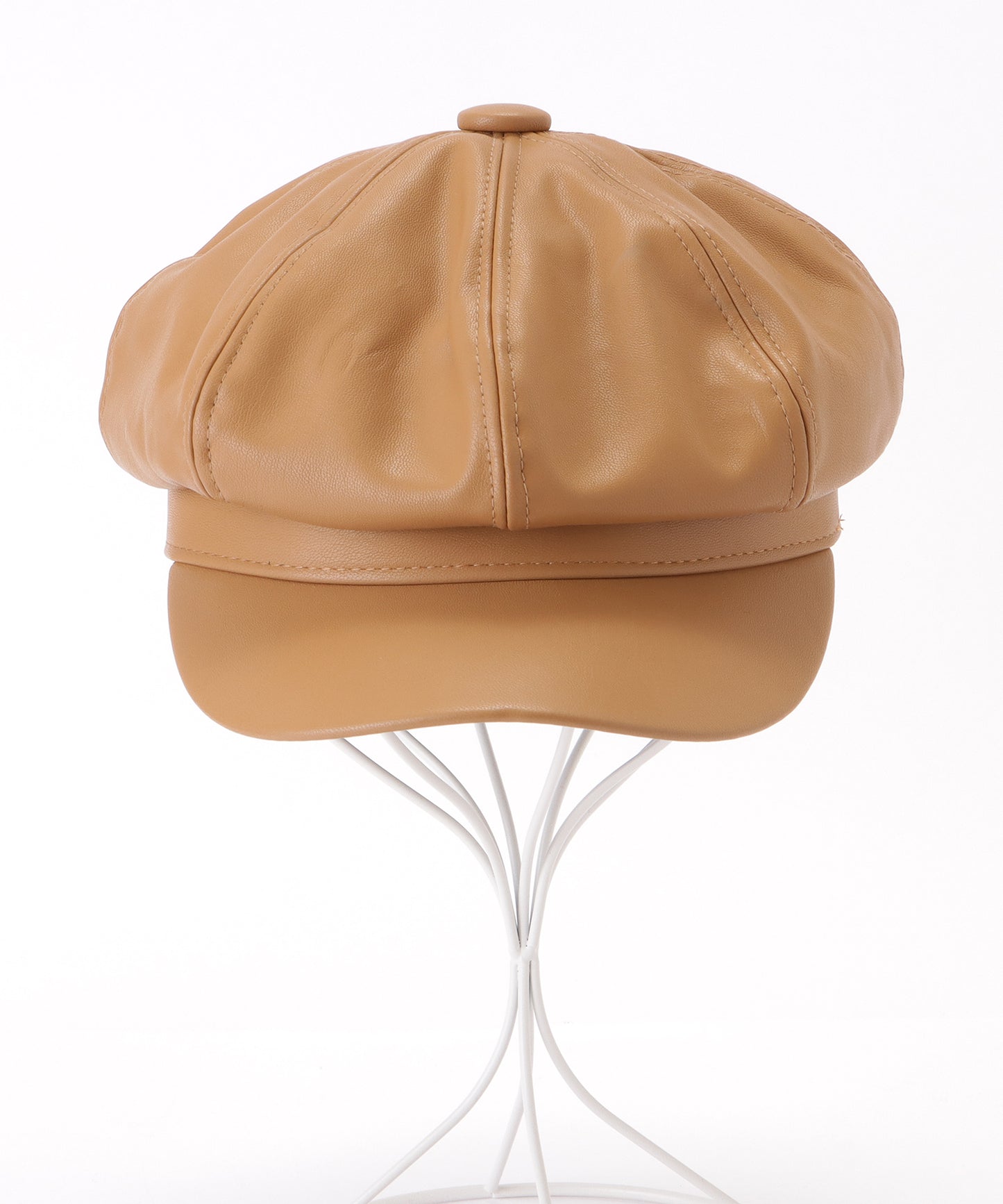 レザー調ボリュームカラーキャスケット帽