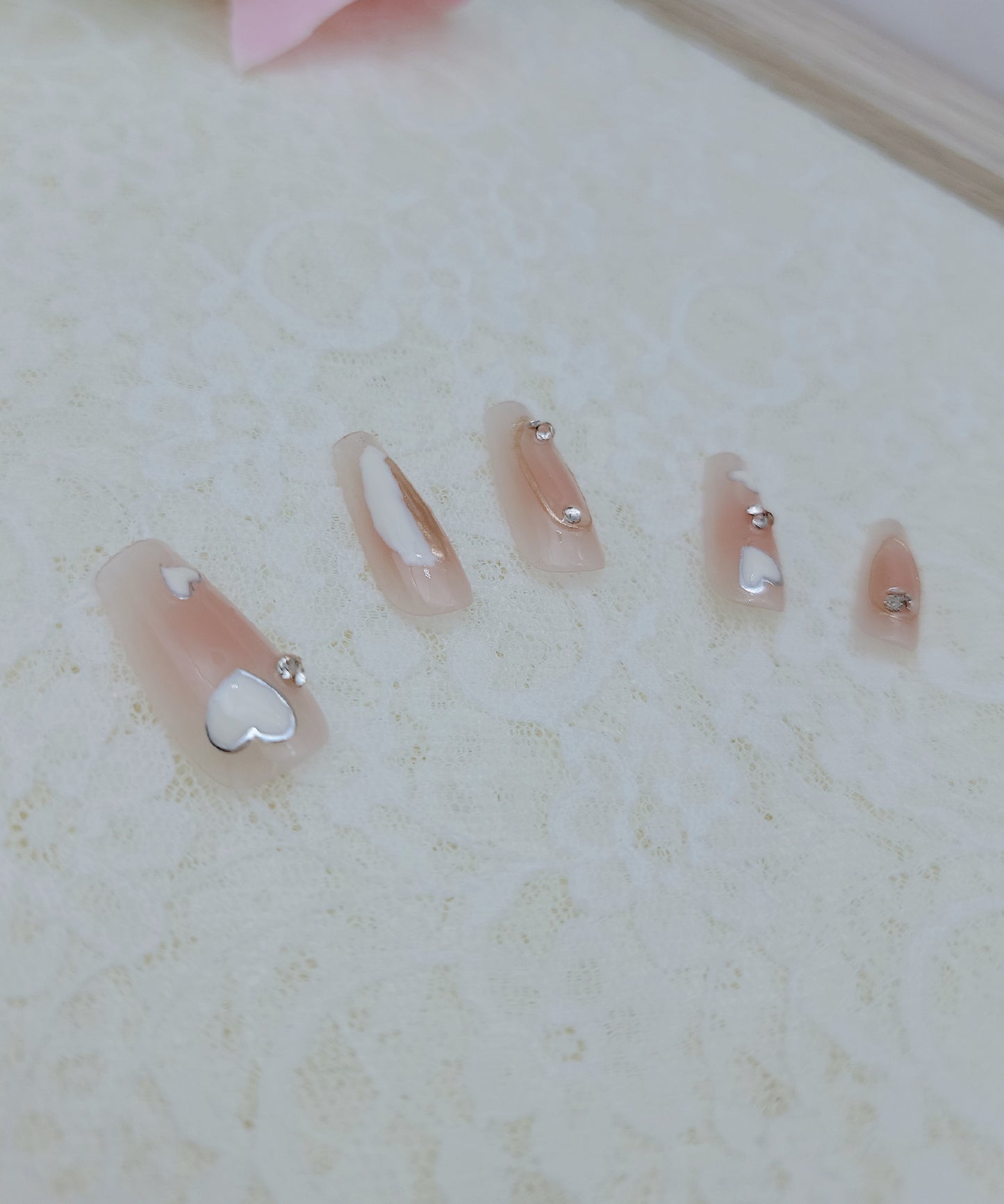 ハート柄 バラエティ フレンチ スクエア ネイルチップ