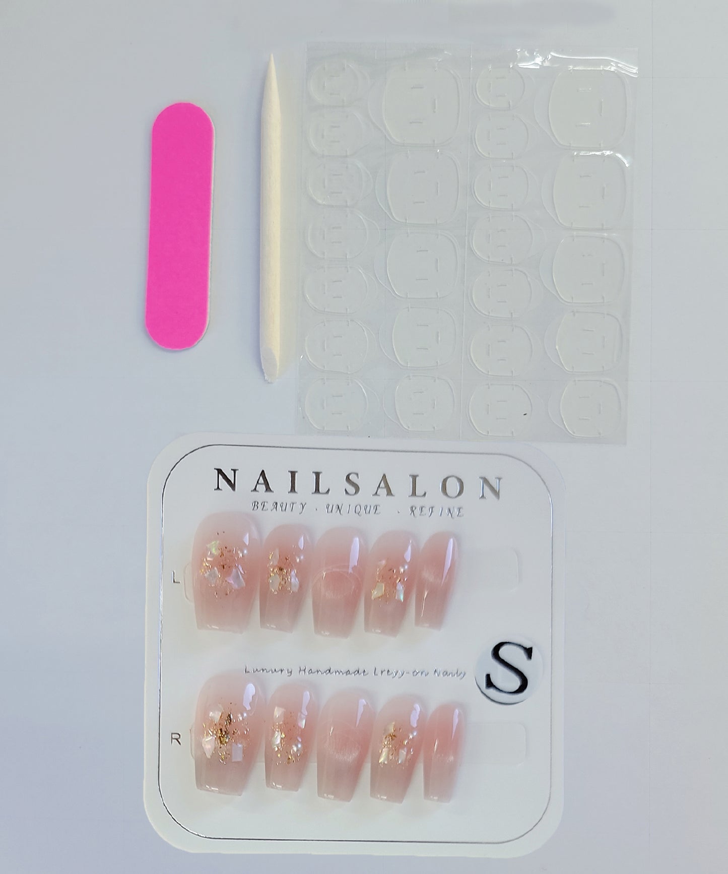 シェル ラメ グラデーション スクエアオフ ネイルチップ