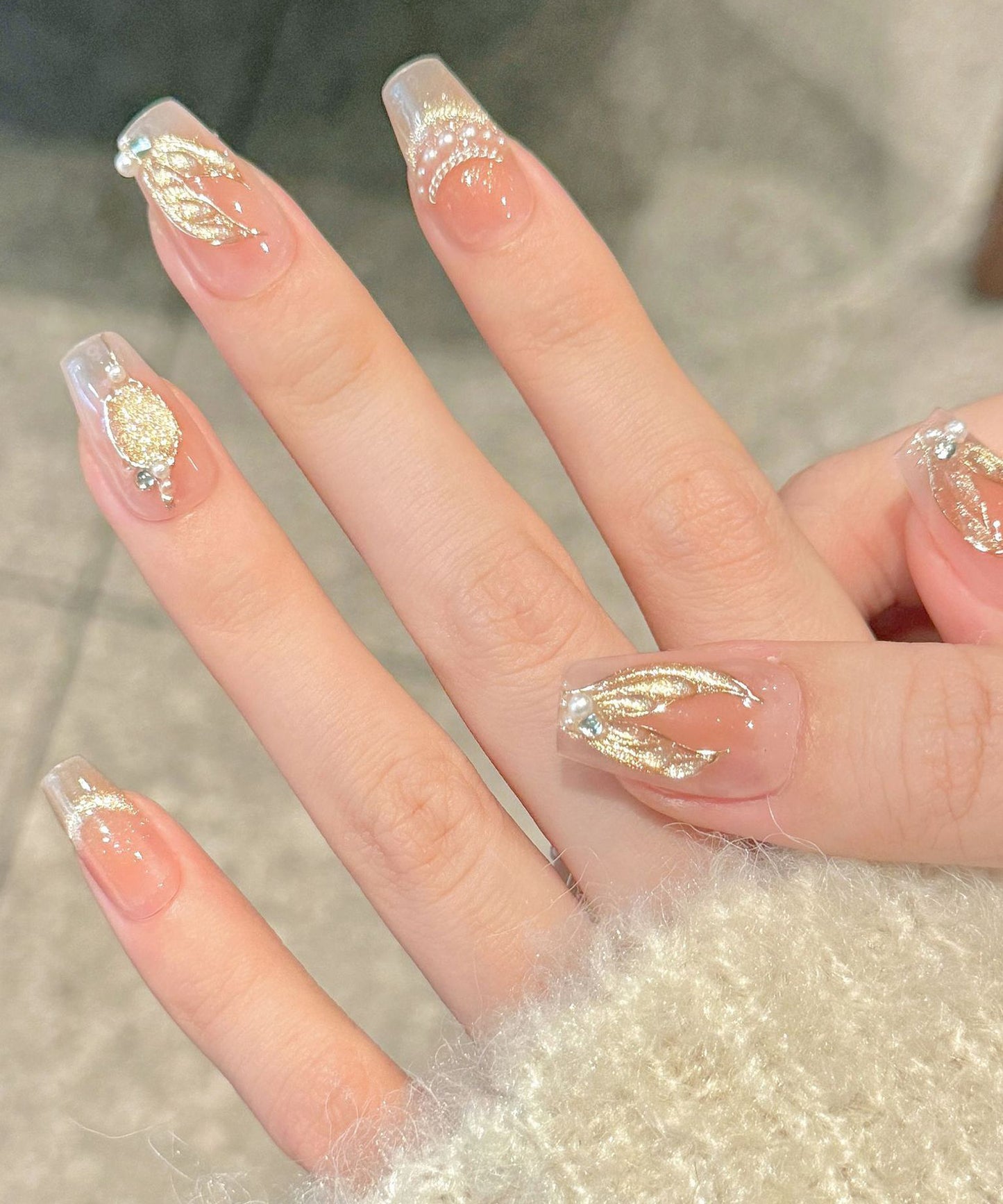 マーメイド デザイン グラデーション オーバル ネイルチップ