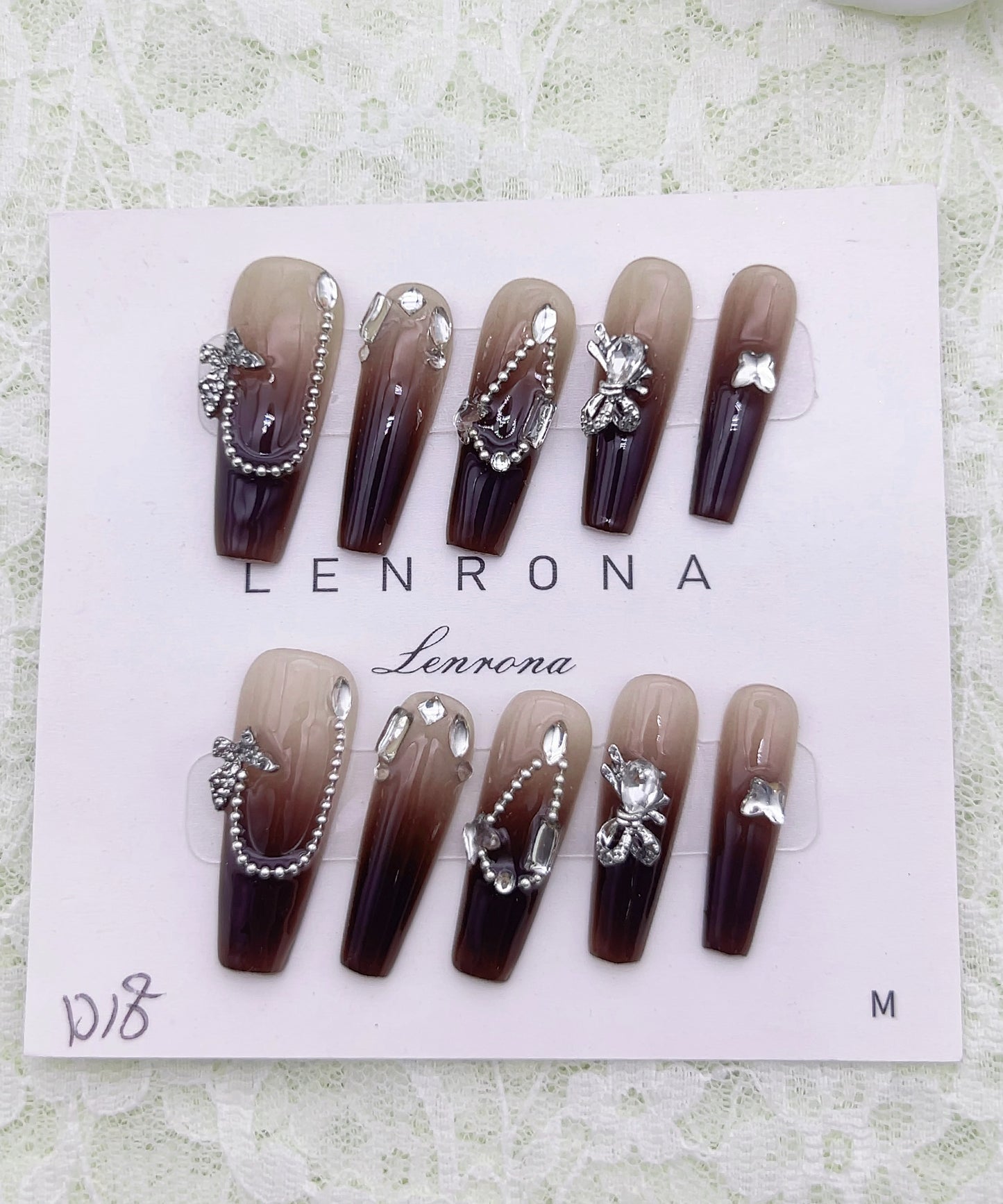 バタフライ チェーン グラデーション ロング ネイルチップ