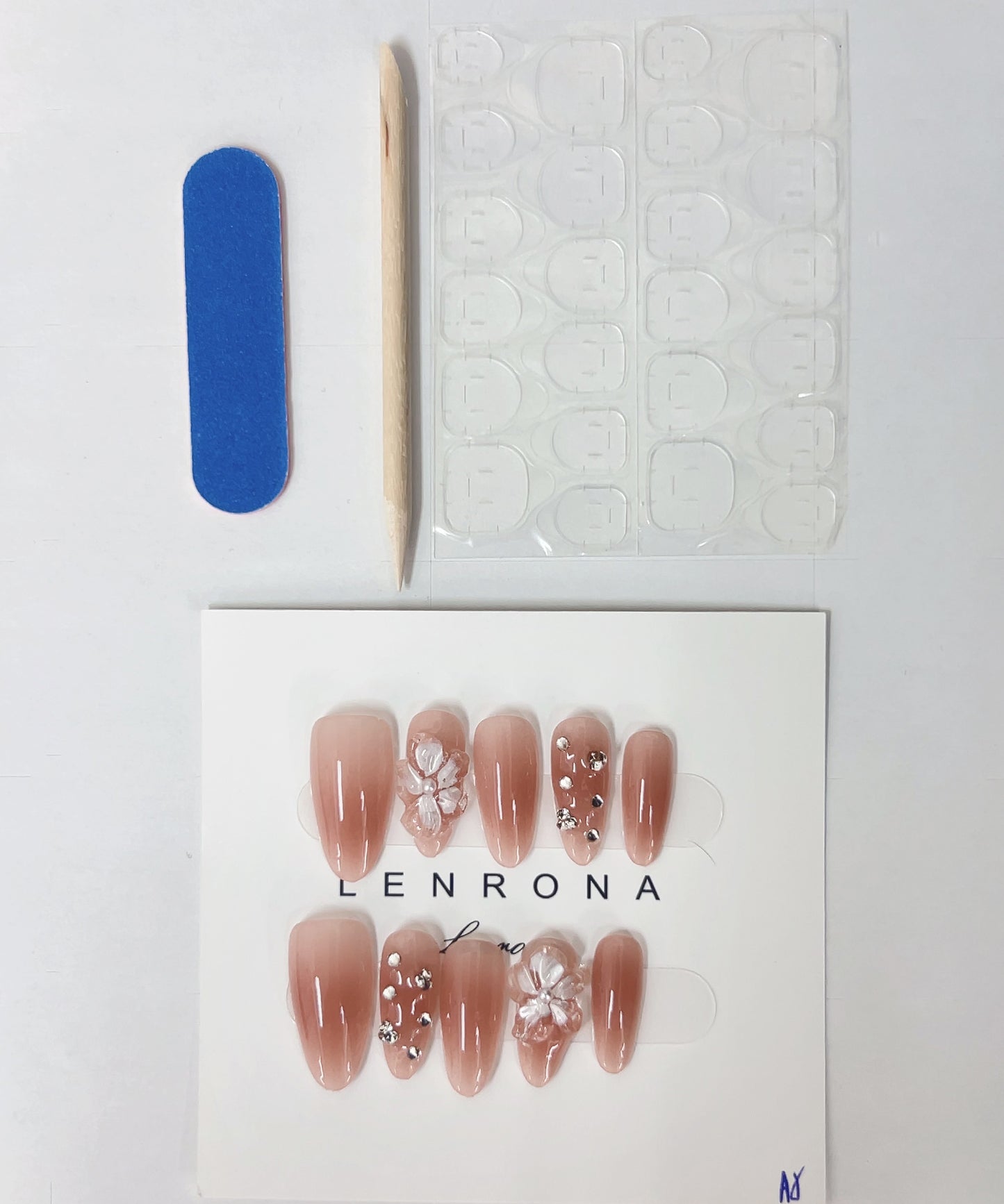 3D フラワー クリア ビジュー ネイルチップ