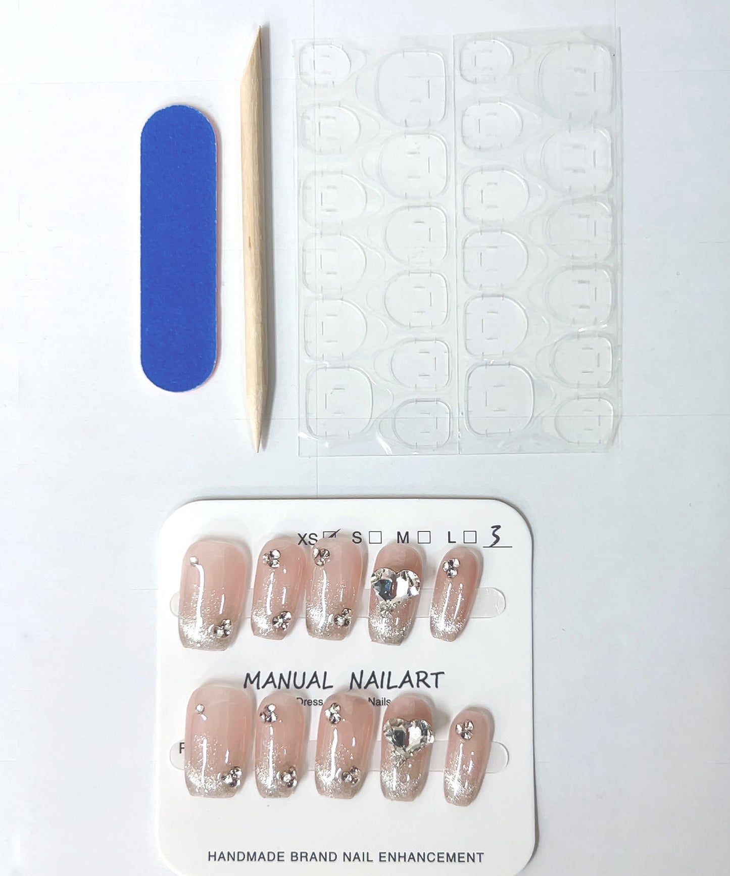 ビジュー付き ラメ グラデーション スクエア ネイルチップ