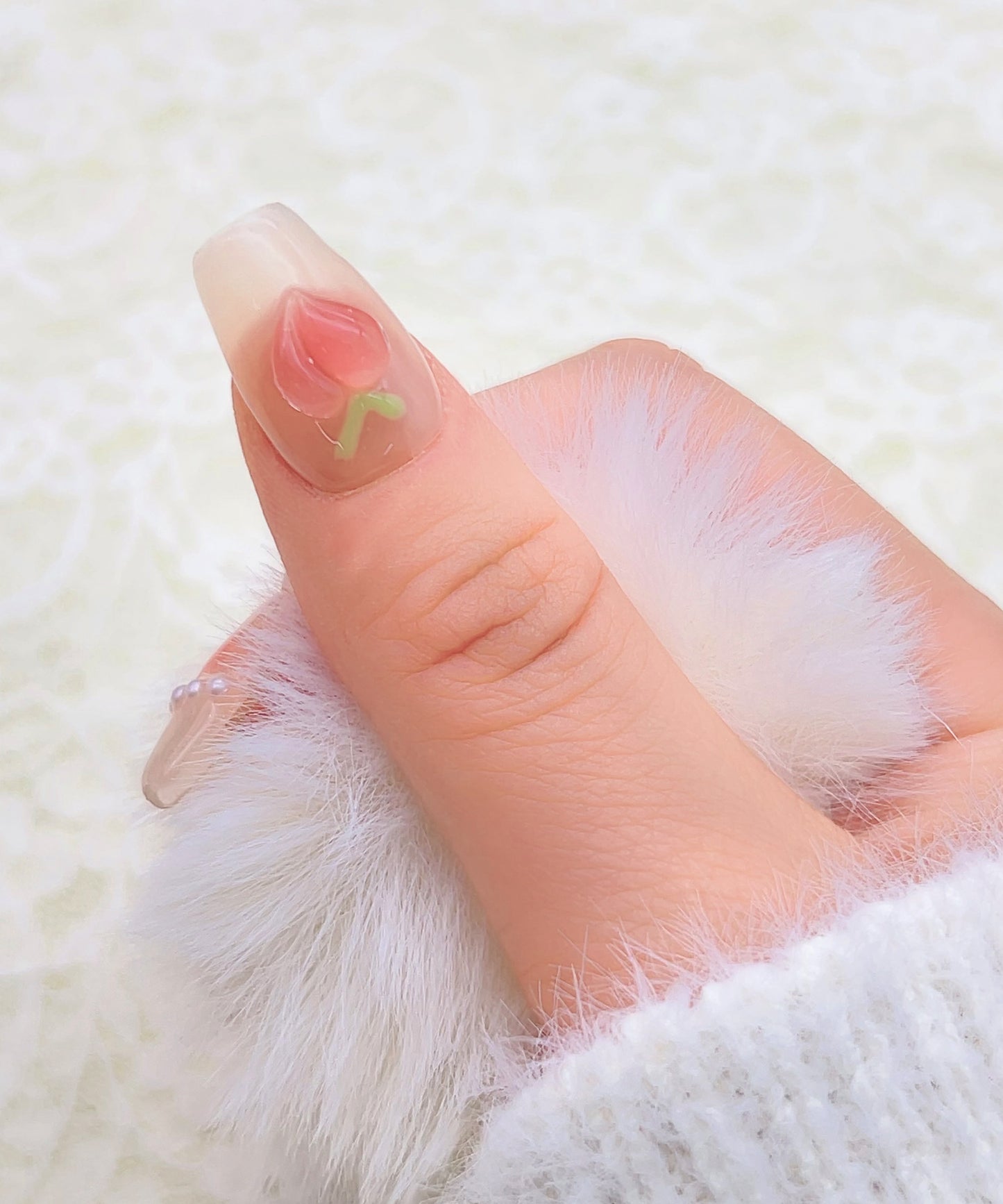3D パール フレンチ スクエア ネイルチップ