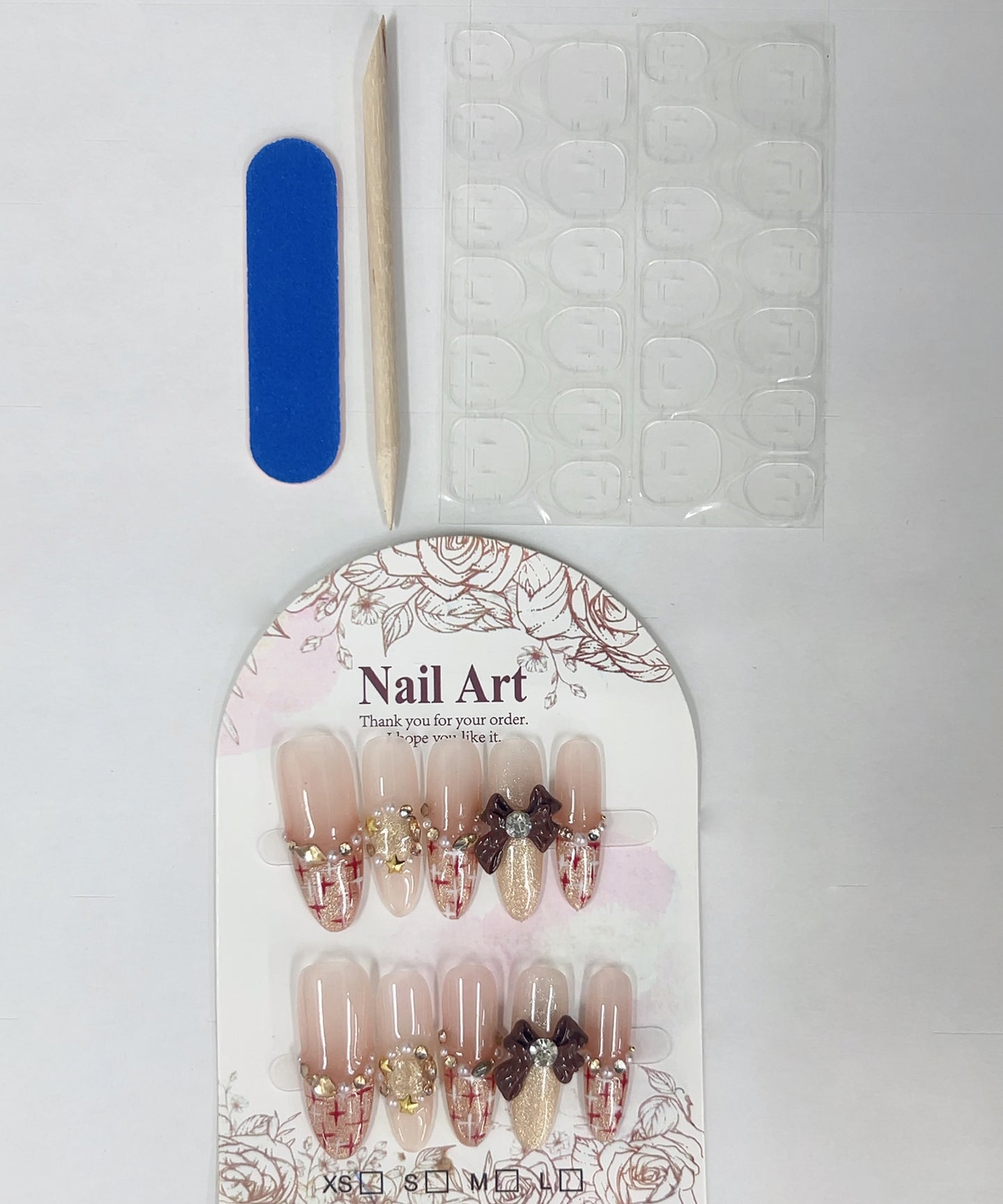 3D リボン クラシカル アート フレンチ ネイルチップ