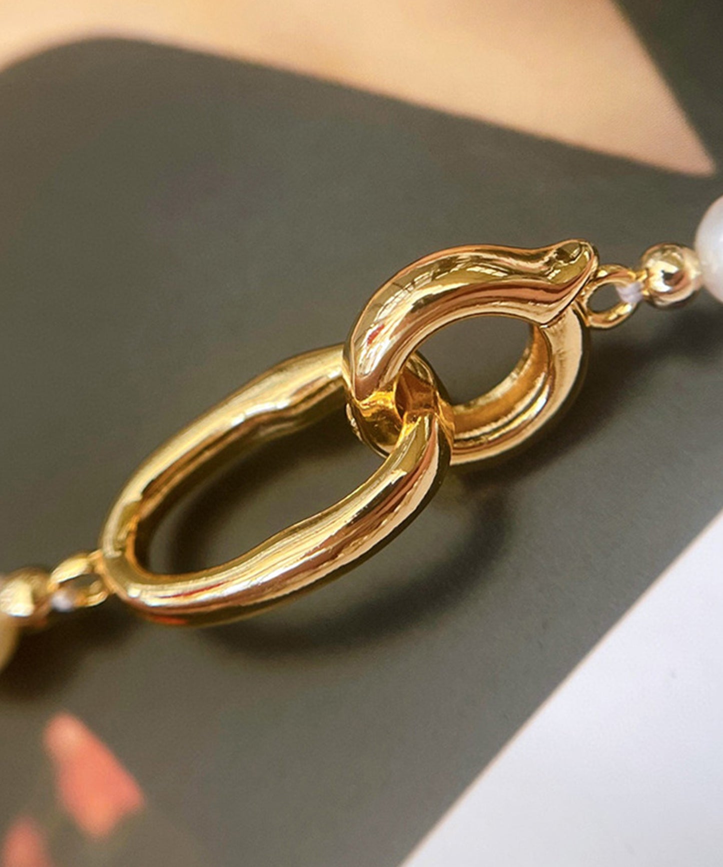 オーバルリング付き ベーシック パール アジャスター ネックレス