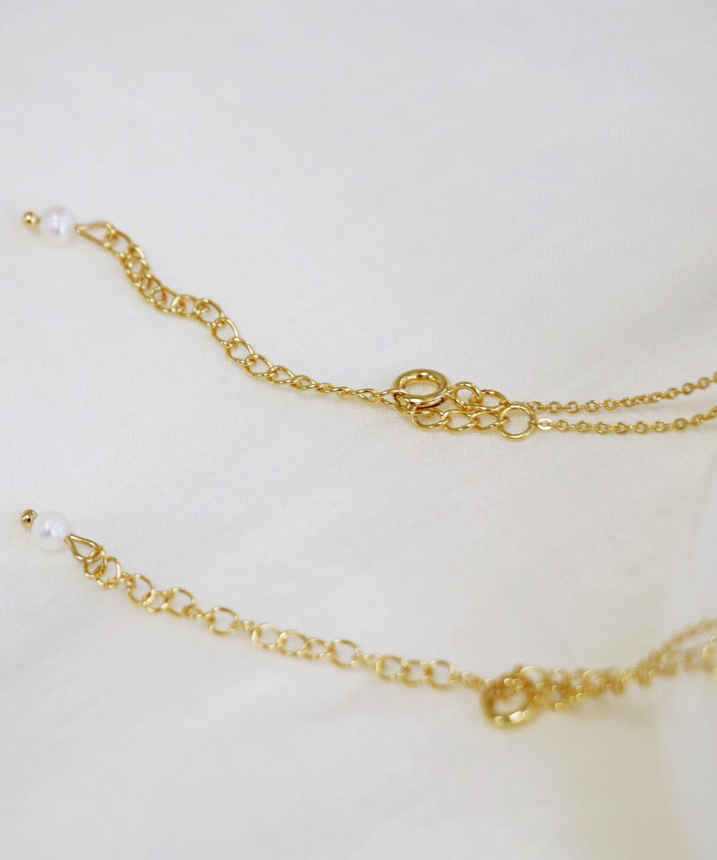 ゴールド チェーン 二連 淡水 パール ネックレス