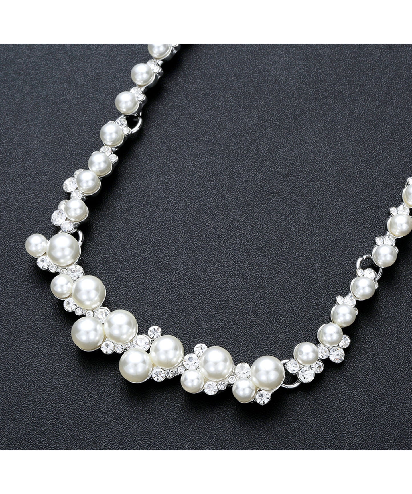 【2点セット】パール × ビジュー パーティー チェーン ネックレス ピアス