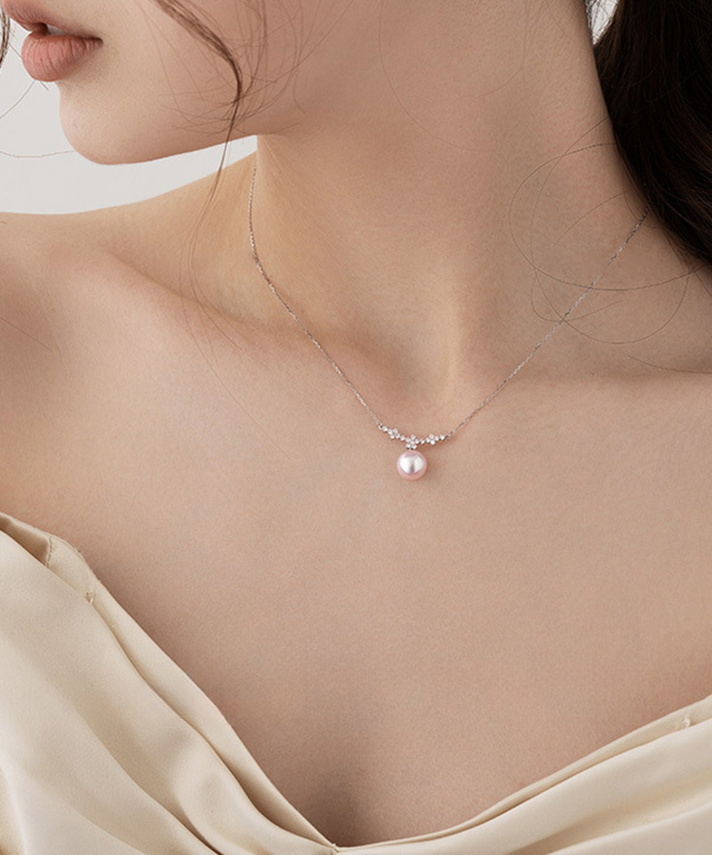 パール トップ フラワー ビジュー ネックレス