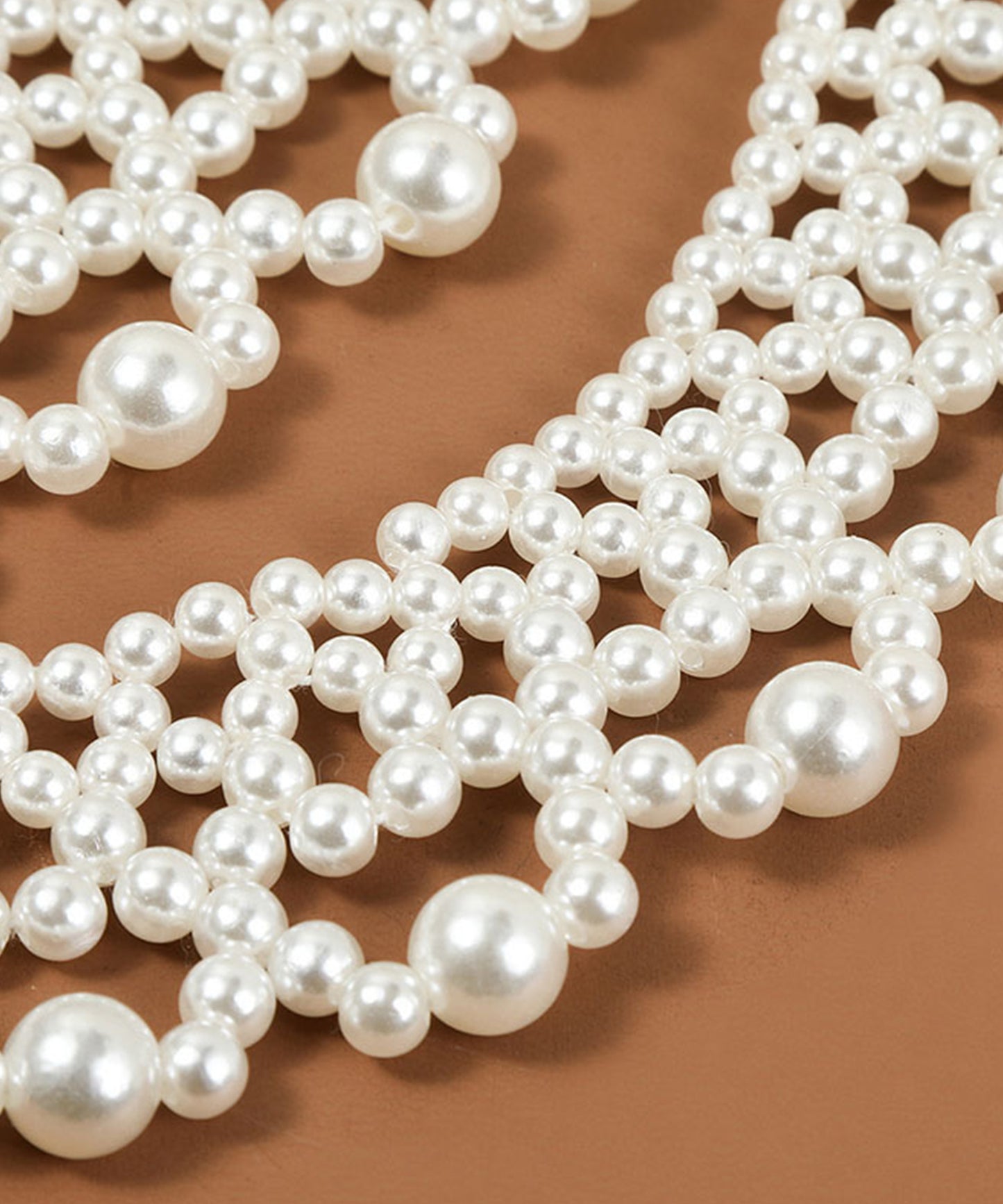 つけ襟風 スカラップ カラー パール ネックレス