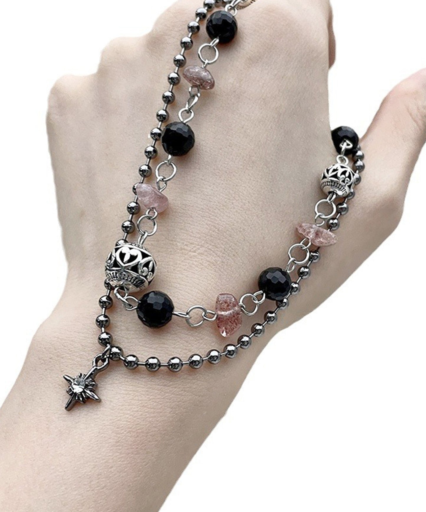 【2点セット】 バラエティ ストーン ビーズ ネックレス