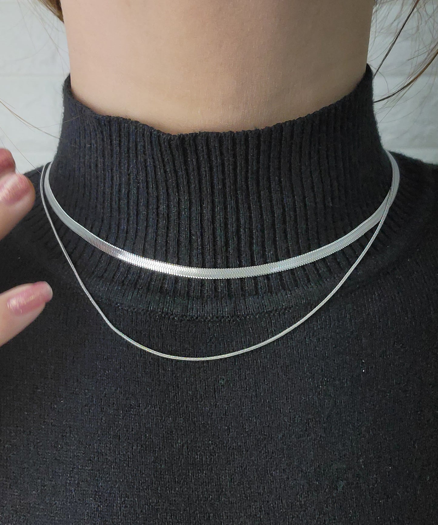 スネークチェーン2連ネックレス