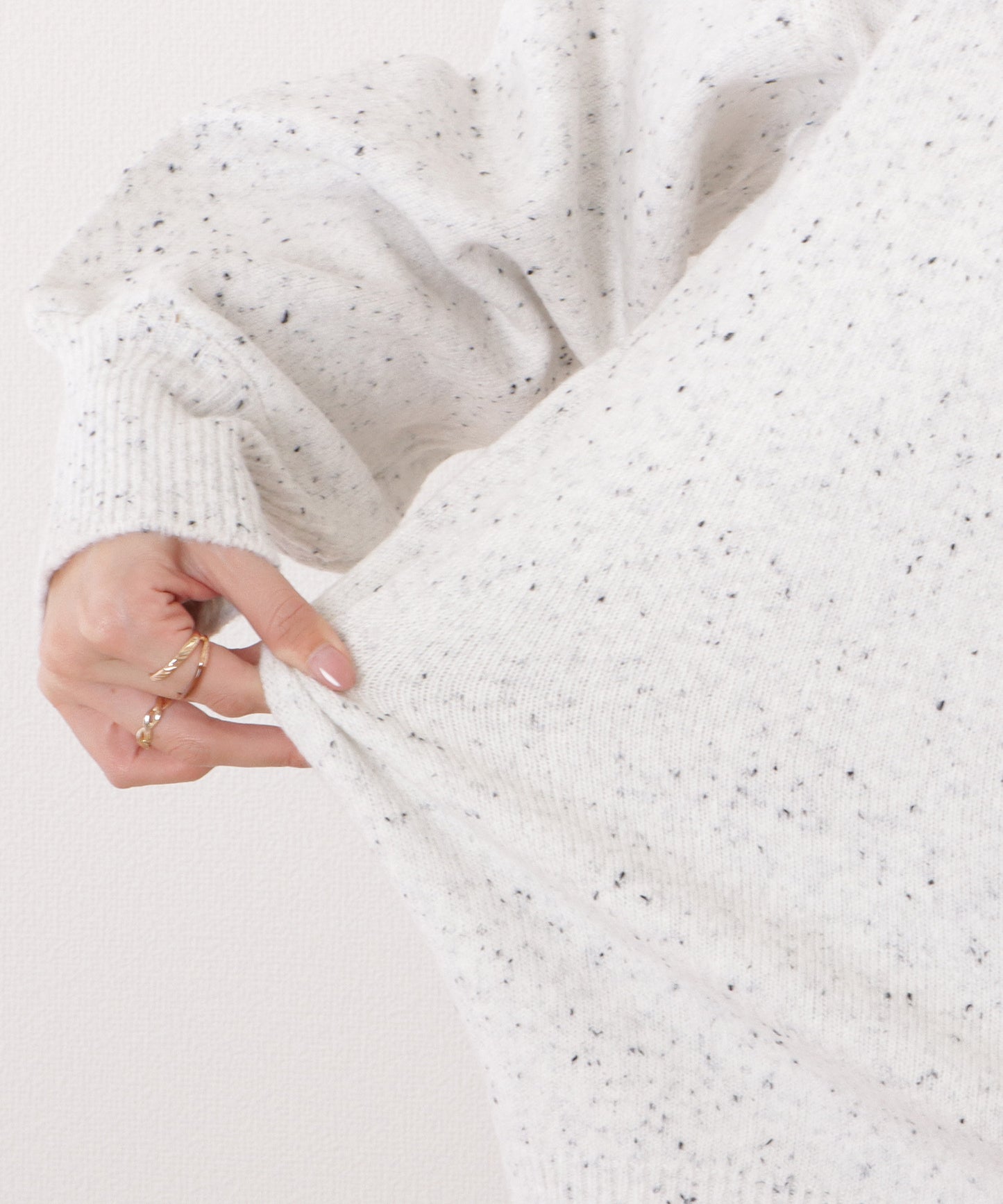 ハーフジップ切替リブ長袖ニットプルオーバー