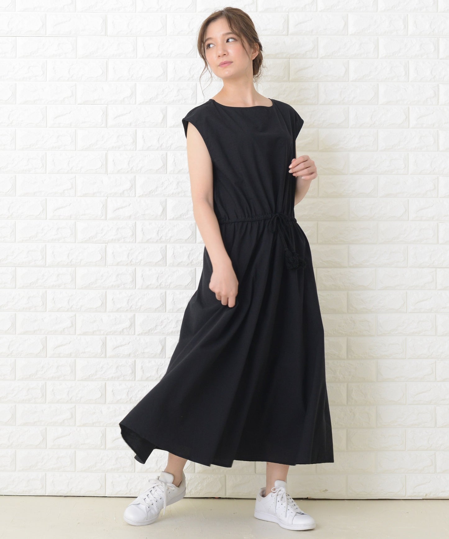 ノースリーブゆったりナチュラルロングワンピース